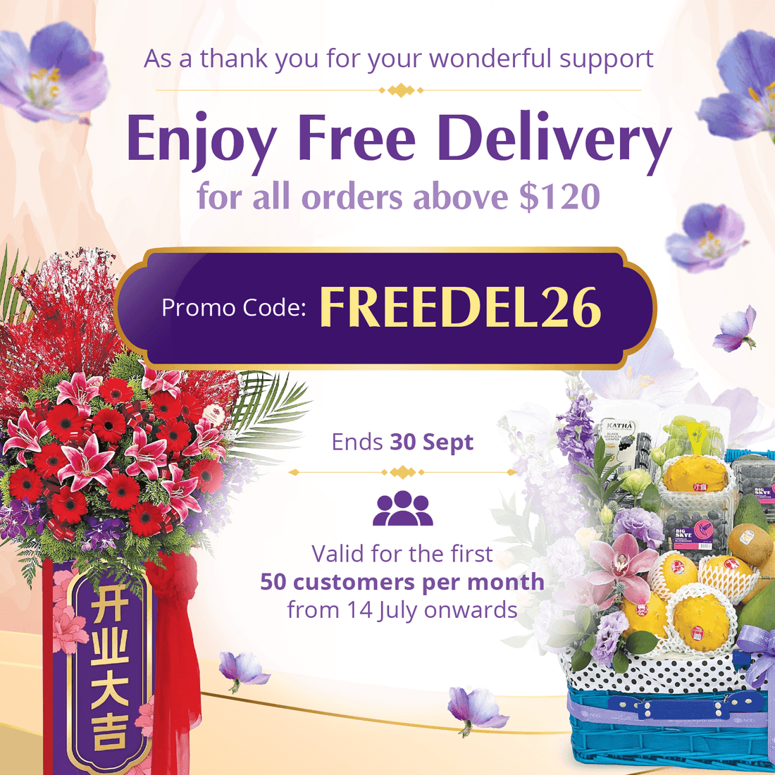 Enter code: <strong>FREEDEL26</strong>