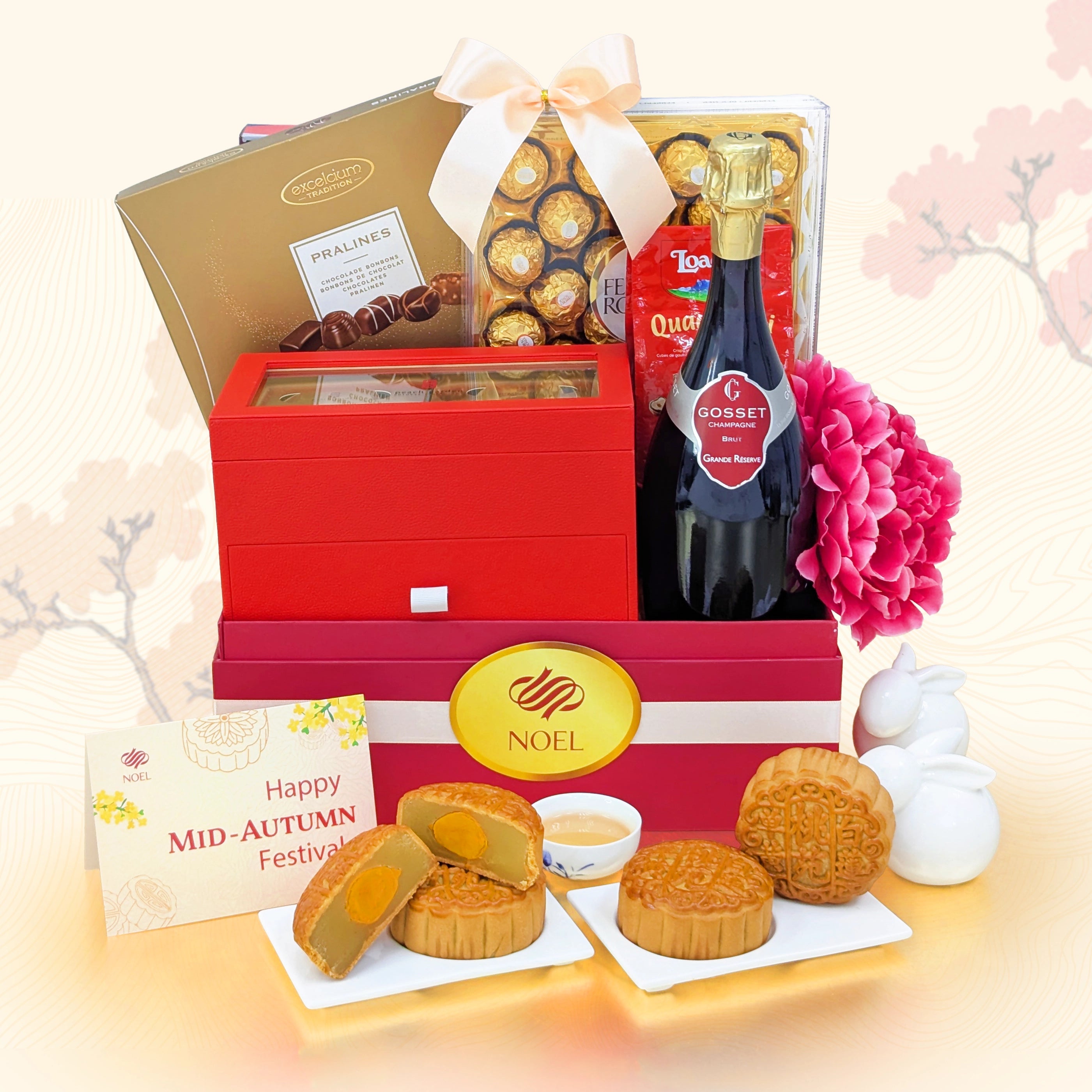 Moonlight Indulgence Mid-Autumn Gift Hamper – Peach Garden Mooncakes & Champagne