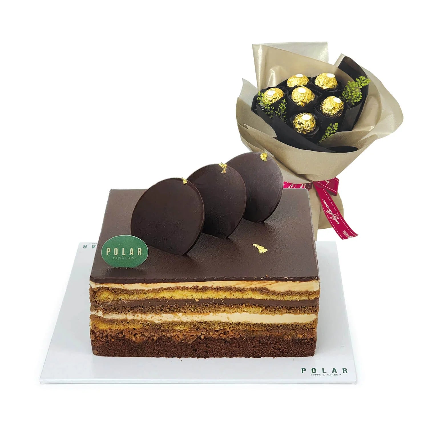 Polar Opera Chocolate Coffee Birthday Cake with Ferrero Rocher Bouquet