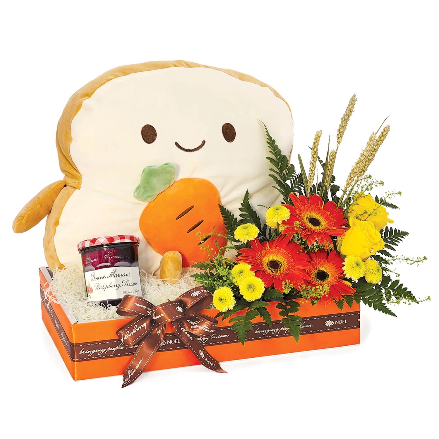 Bread Love Plush Toy & Flowers Gift