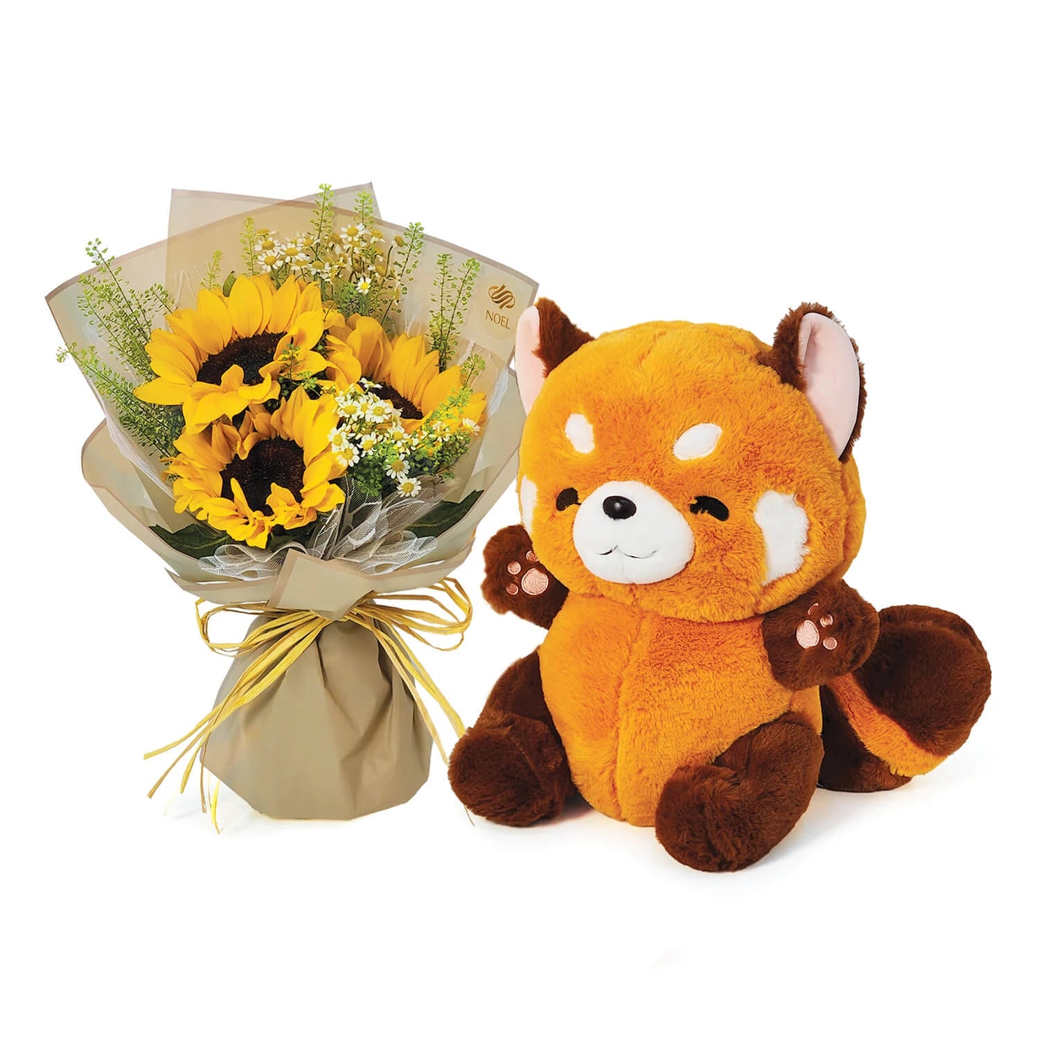 Red Panda Plush Toy & Flower Gift