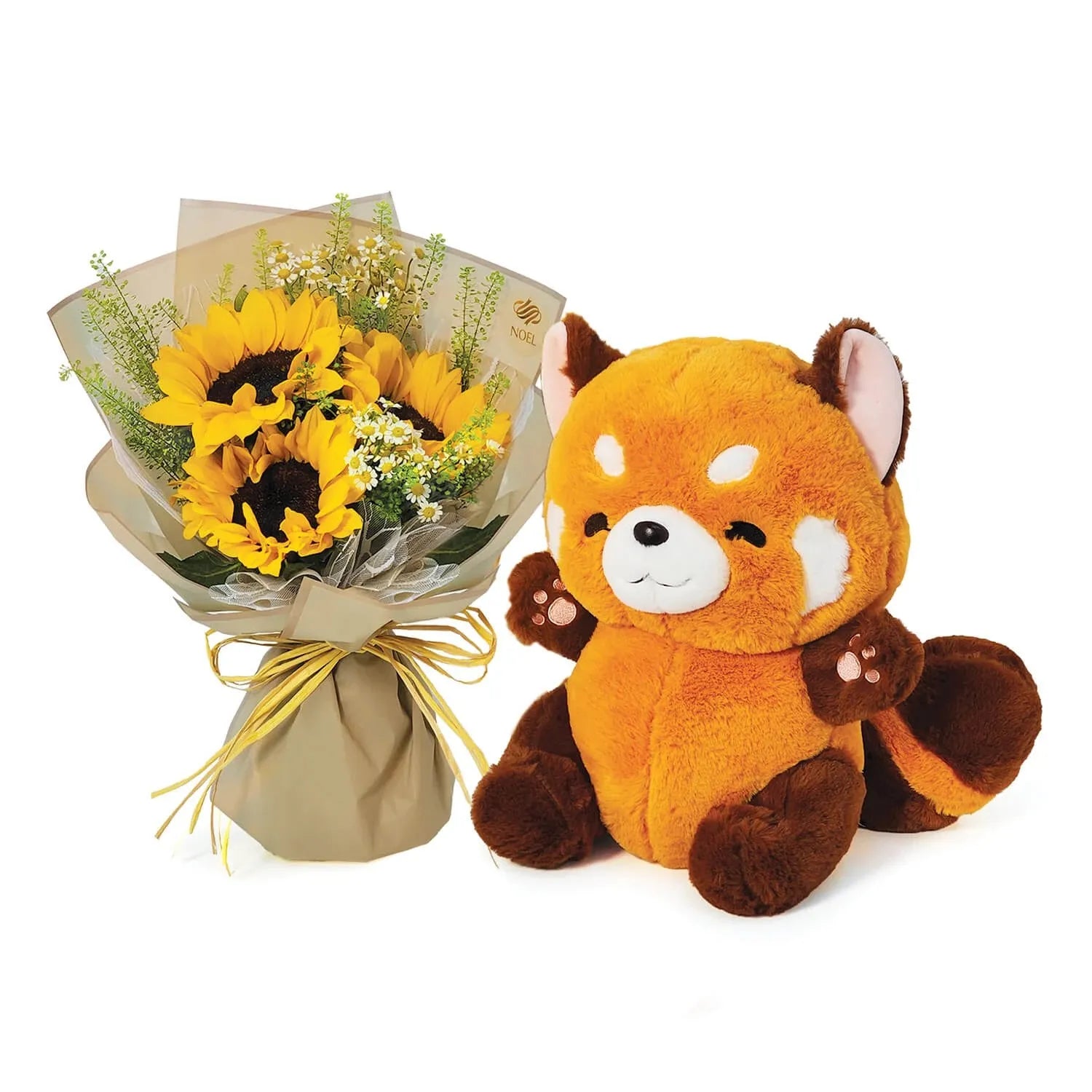 Red Panda Plush Toy & Flower Gift