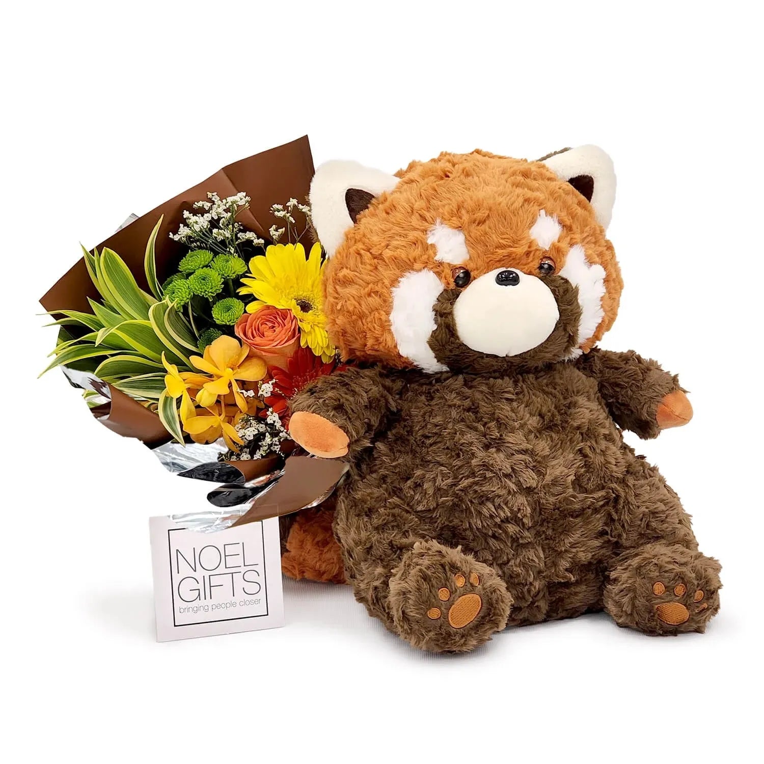 Sleepy Panda Plush Toy & Flower Gift