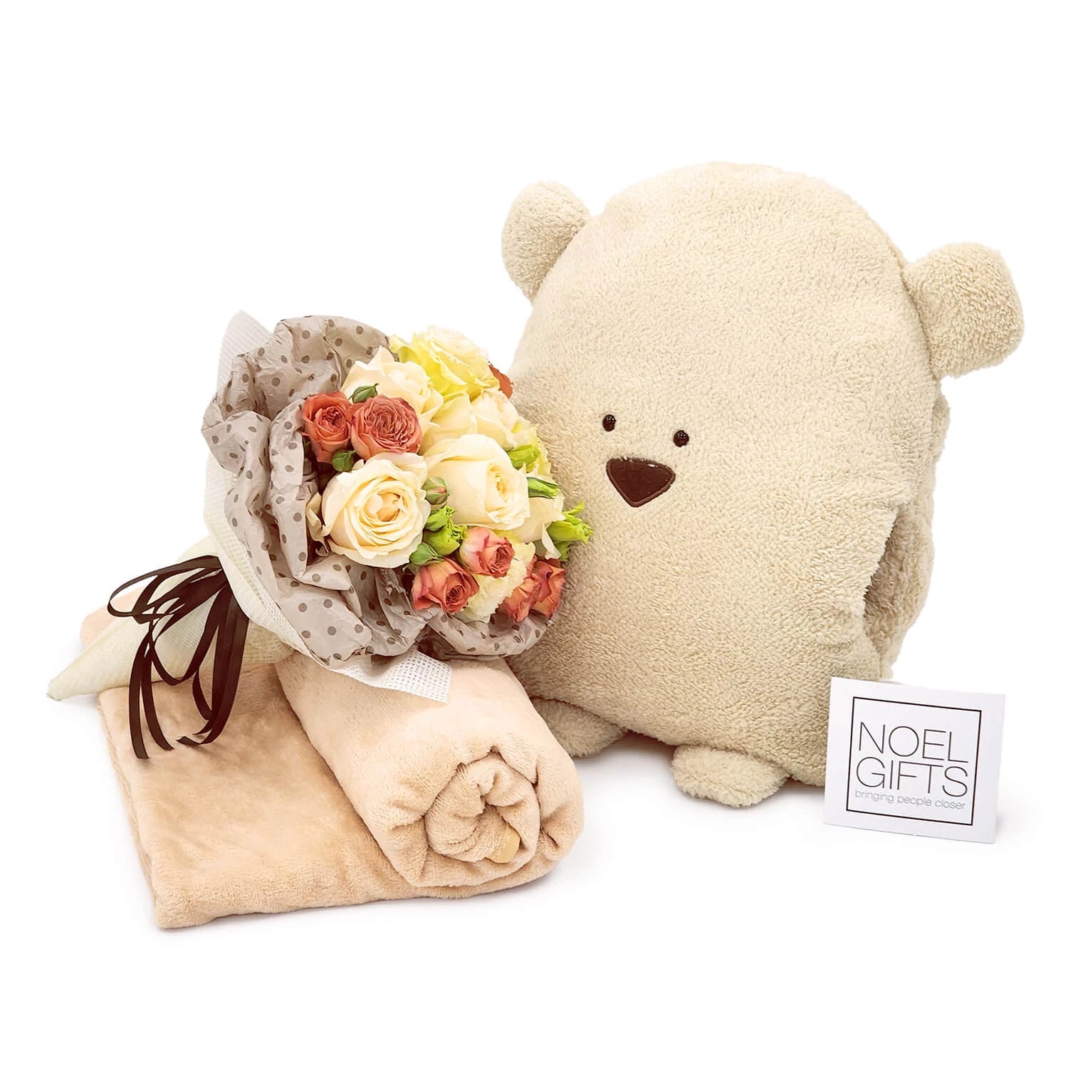Cosy Bear Plush Toy & Flower Gift
