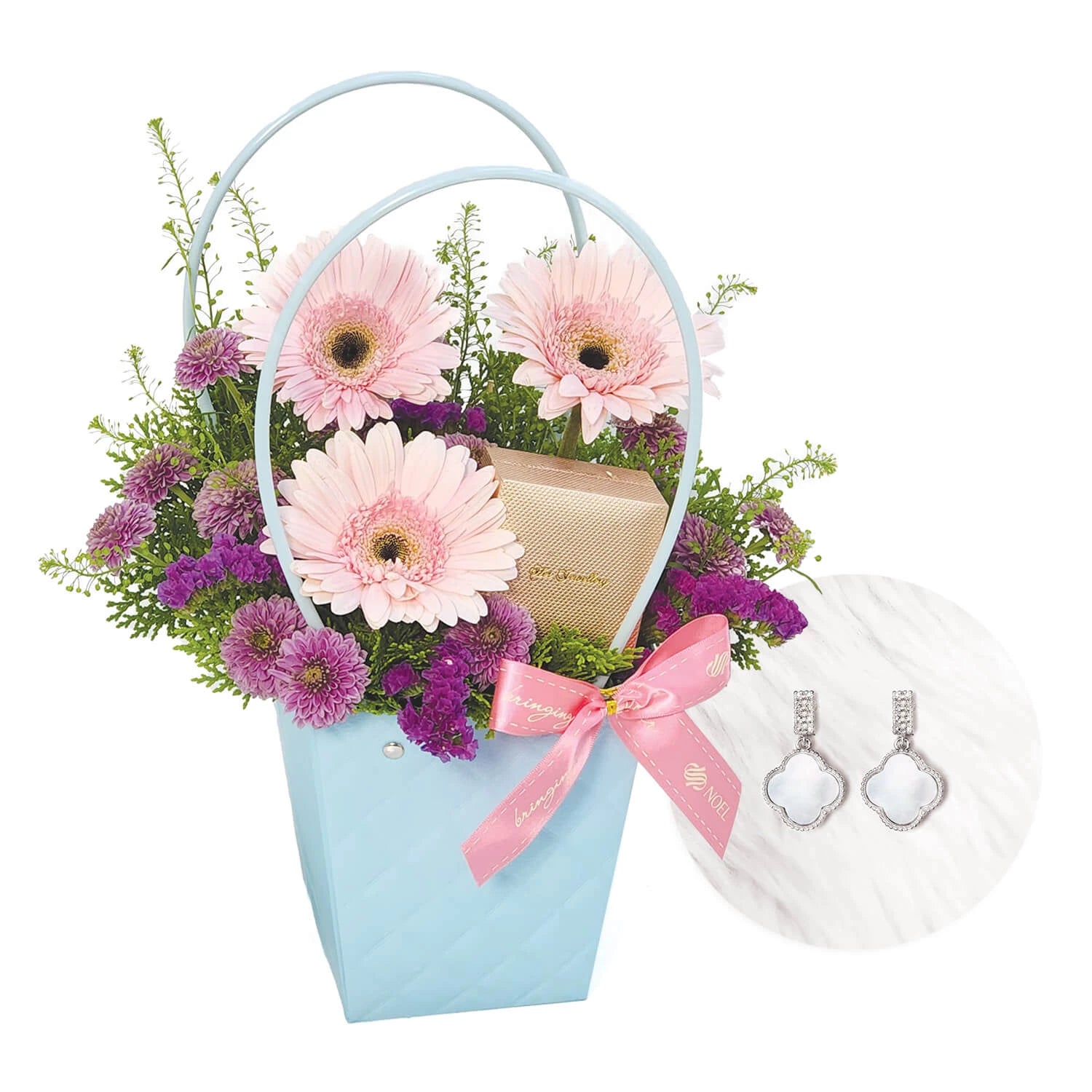 Sparkling (Pearl 4-Leaf Earrings) Jewelry Gift