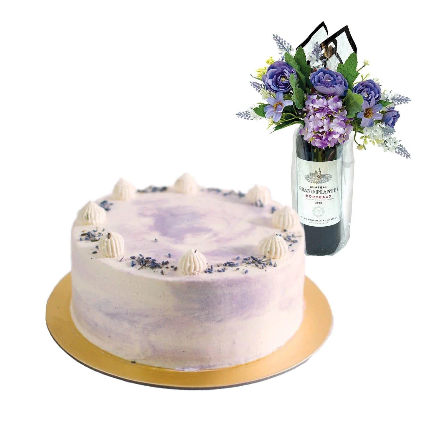 Edith Patisserie Earl Grey Lavender Birthday Cake with Wine & Flowers