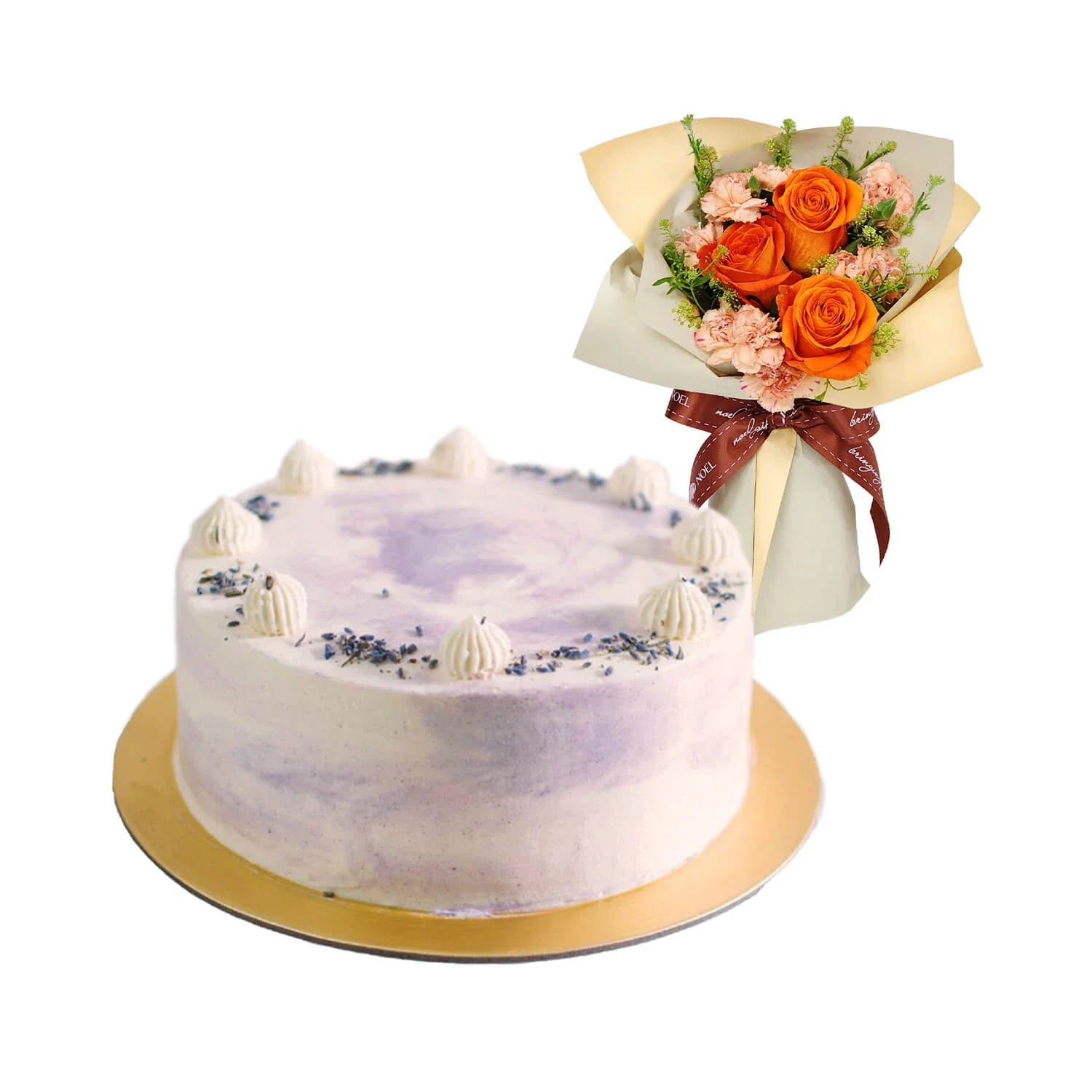 Edith Patisserie Earl Grey Lavender Birthday Cake with Flower Hand Bouquet