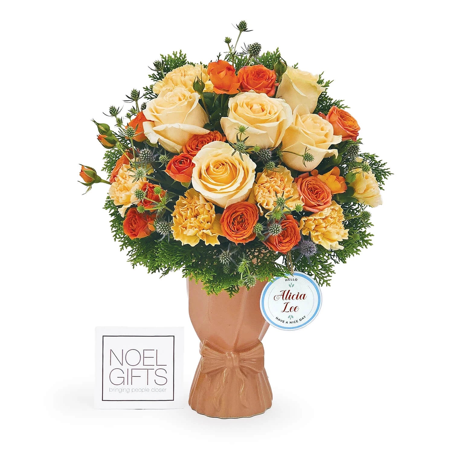 Amber Embrace Personalised Floral Vase Arrangement Gift
