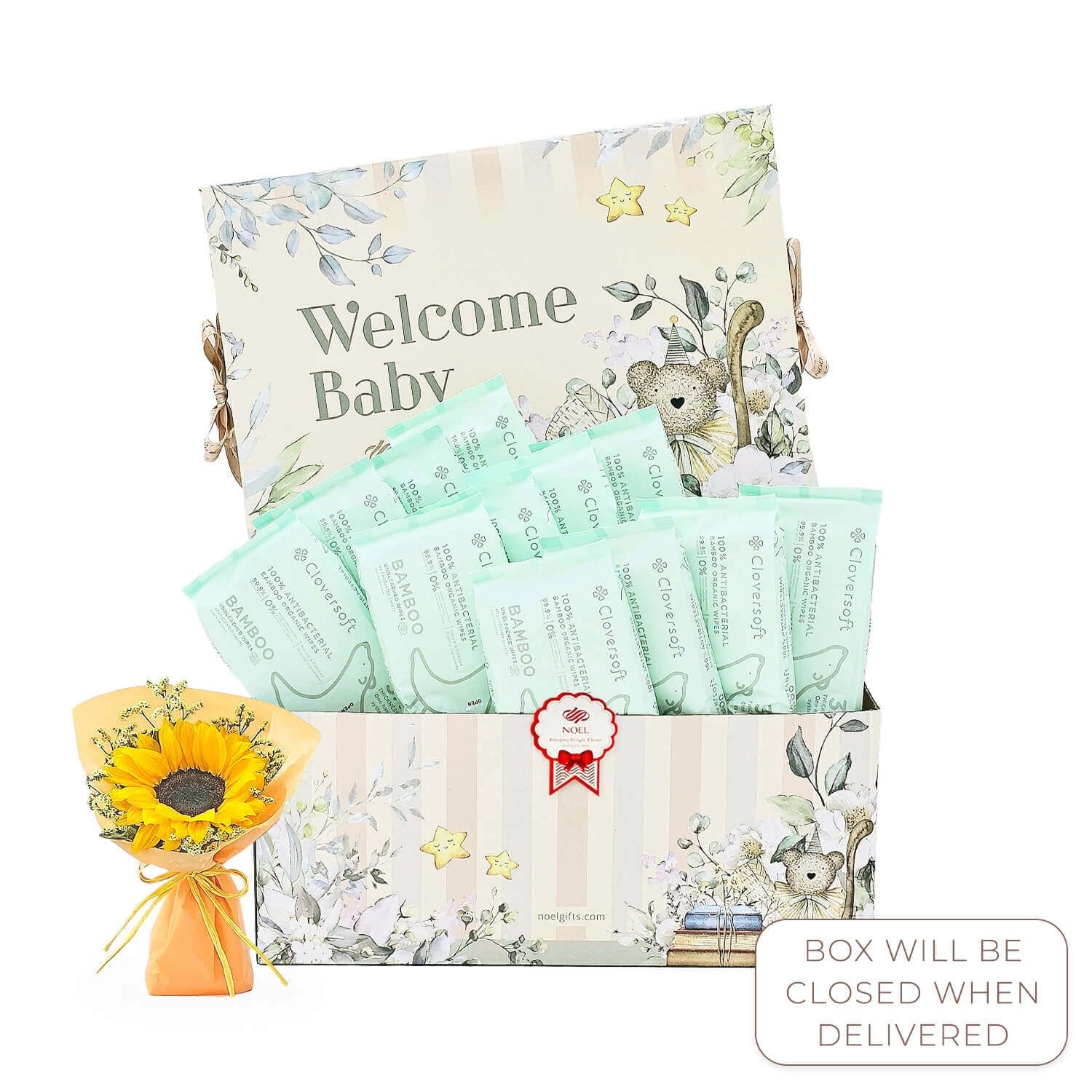 Newborn Perfect Gifts Baby Gift (Cloversoft Unbleached Organic Baby Wipes)