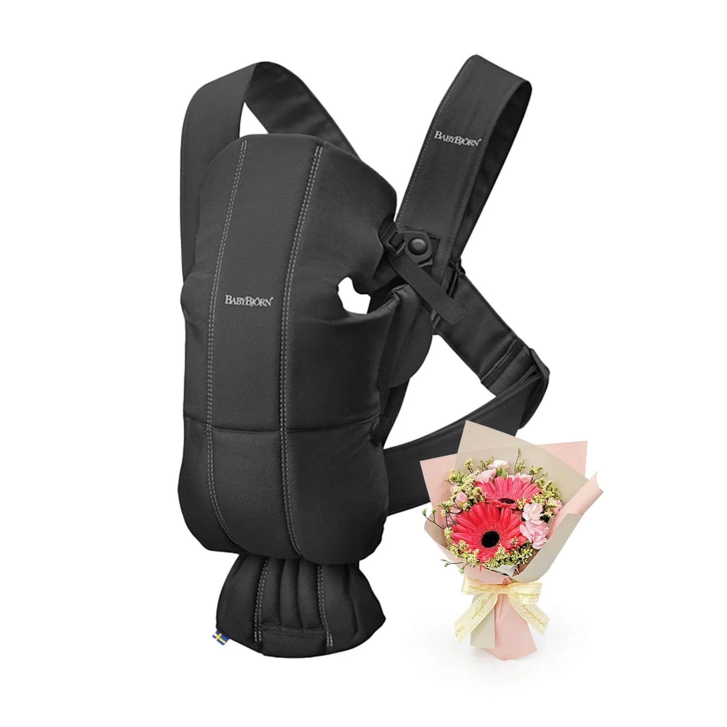 Newborn Hugs and Kisses Baby Gift (Bjorn Baby Carrier Mini Cotton Black)