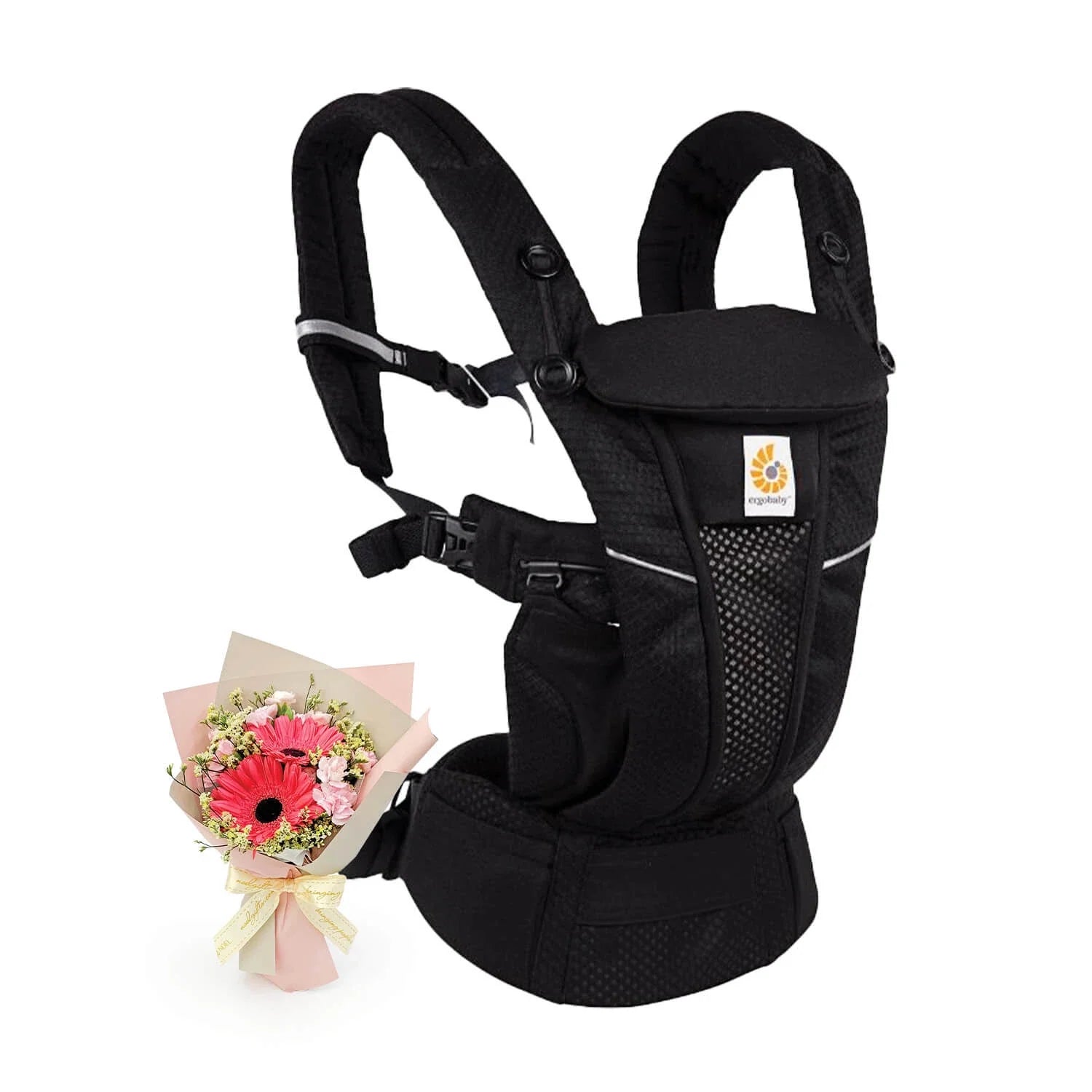 Newborn Hugs and Kisses Baby Gift (Omni Breeze Carrier Onyx Black)