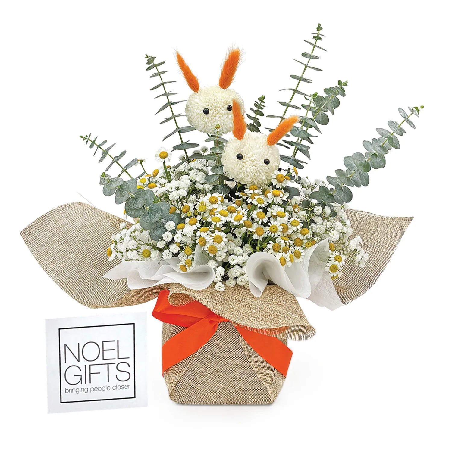 Bunny Blossom Duo Flower Arrangement Pet Collection Gift