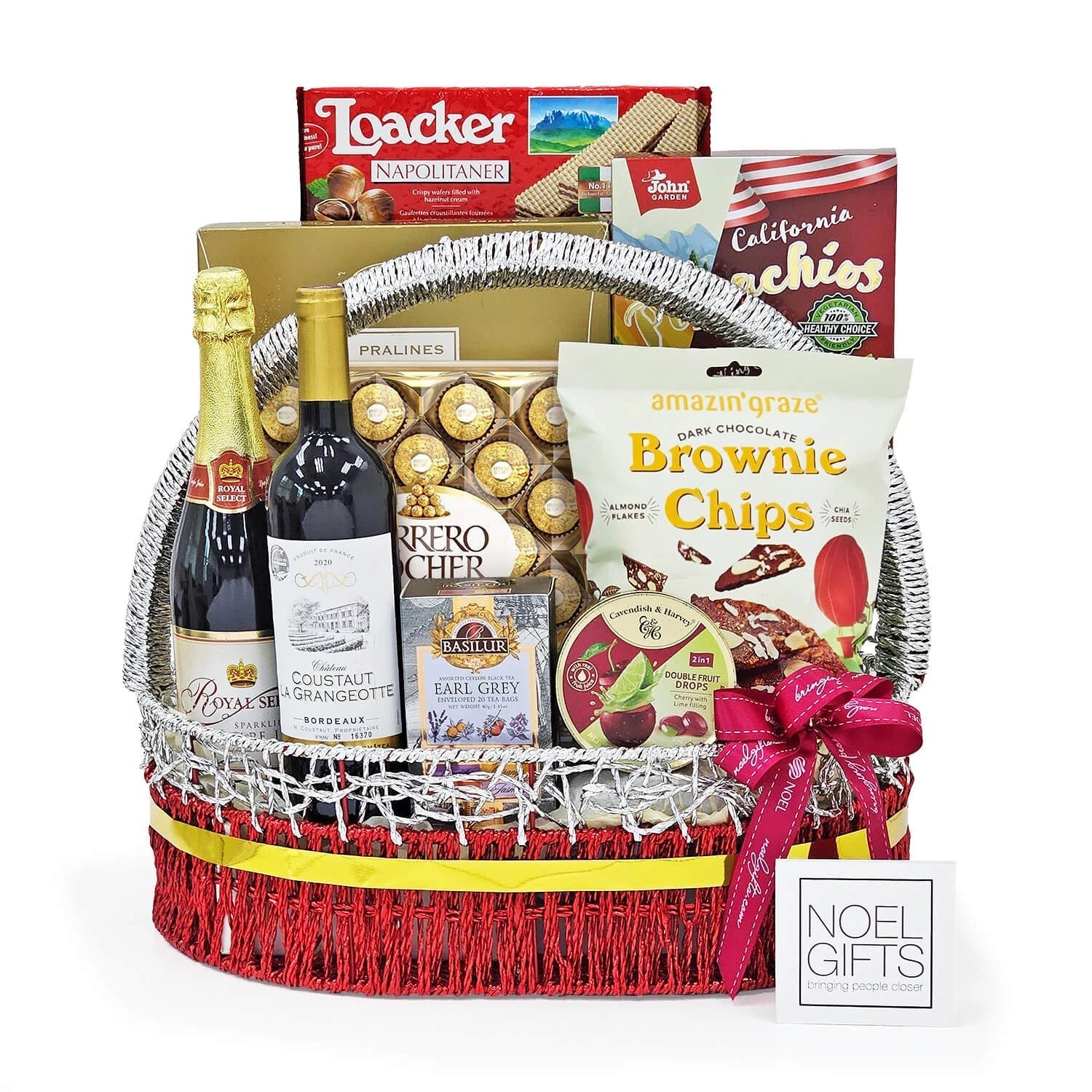 Epicurean Delights Gourmet Food Hamper (with Wine and Sparkling Juice)