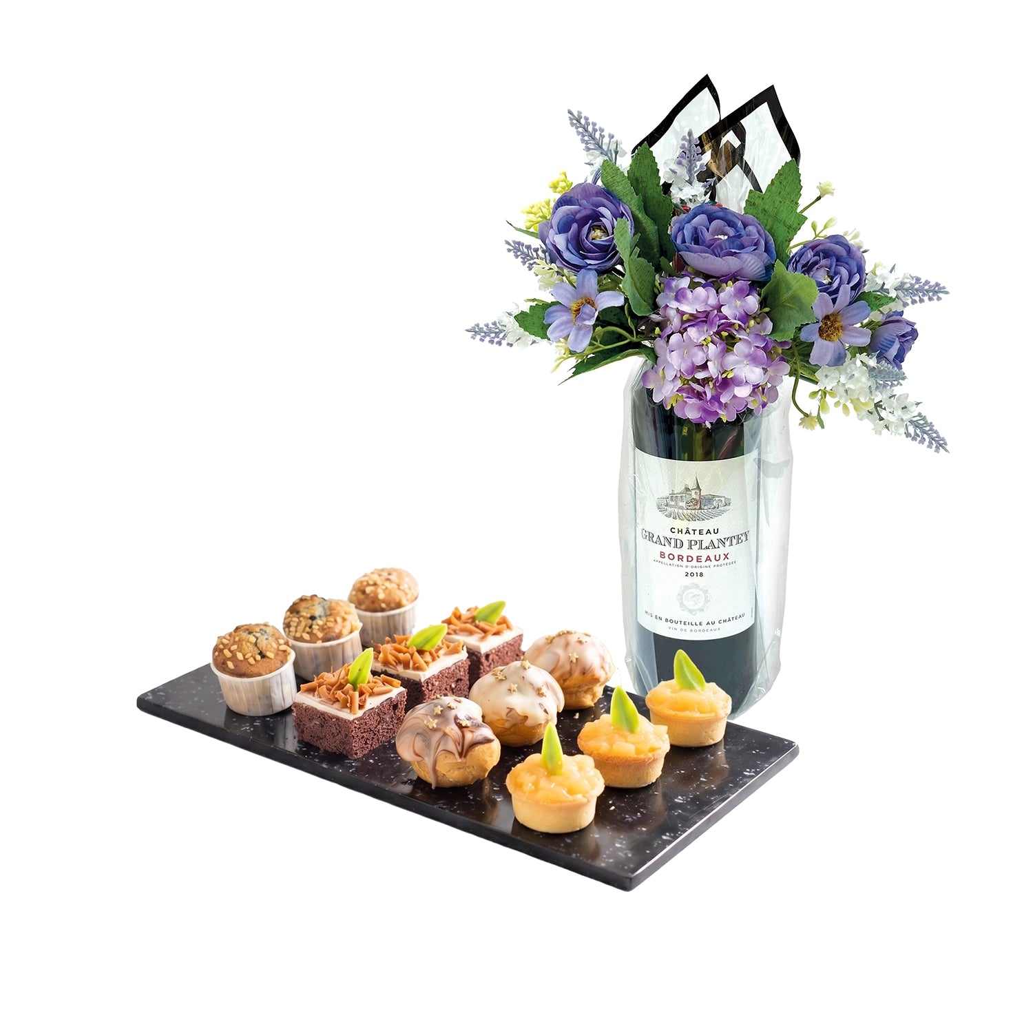 EATZI Mini Petite Box Gift with Wine & Flowers