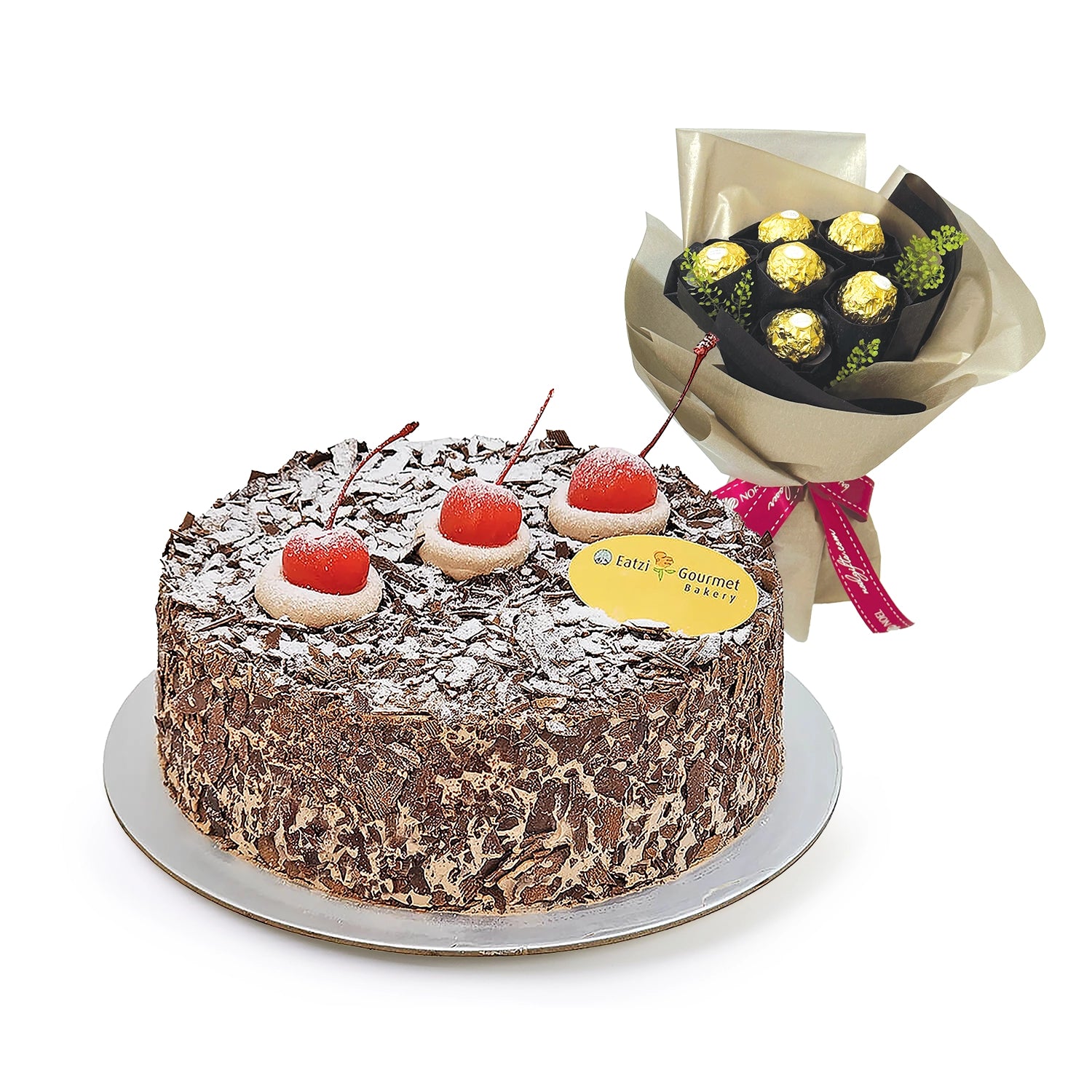 Eatzi Gourmet Black Forest Birthday Cake with Ferrero Rocher Bouquet