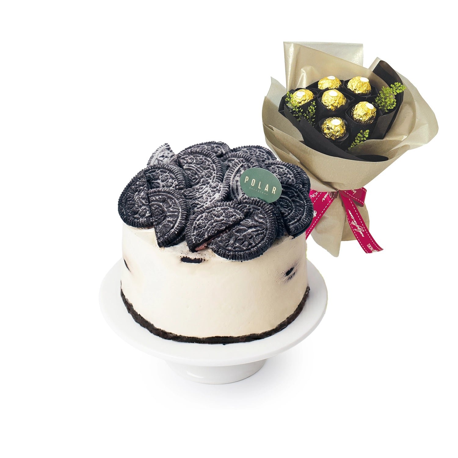 Polar Cookies & Cream Birthday Cake with Ferrero Rocher Bouquet