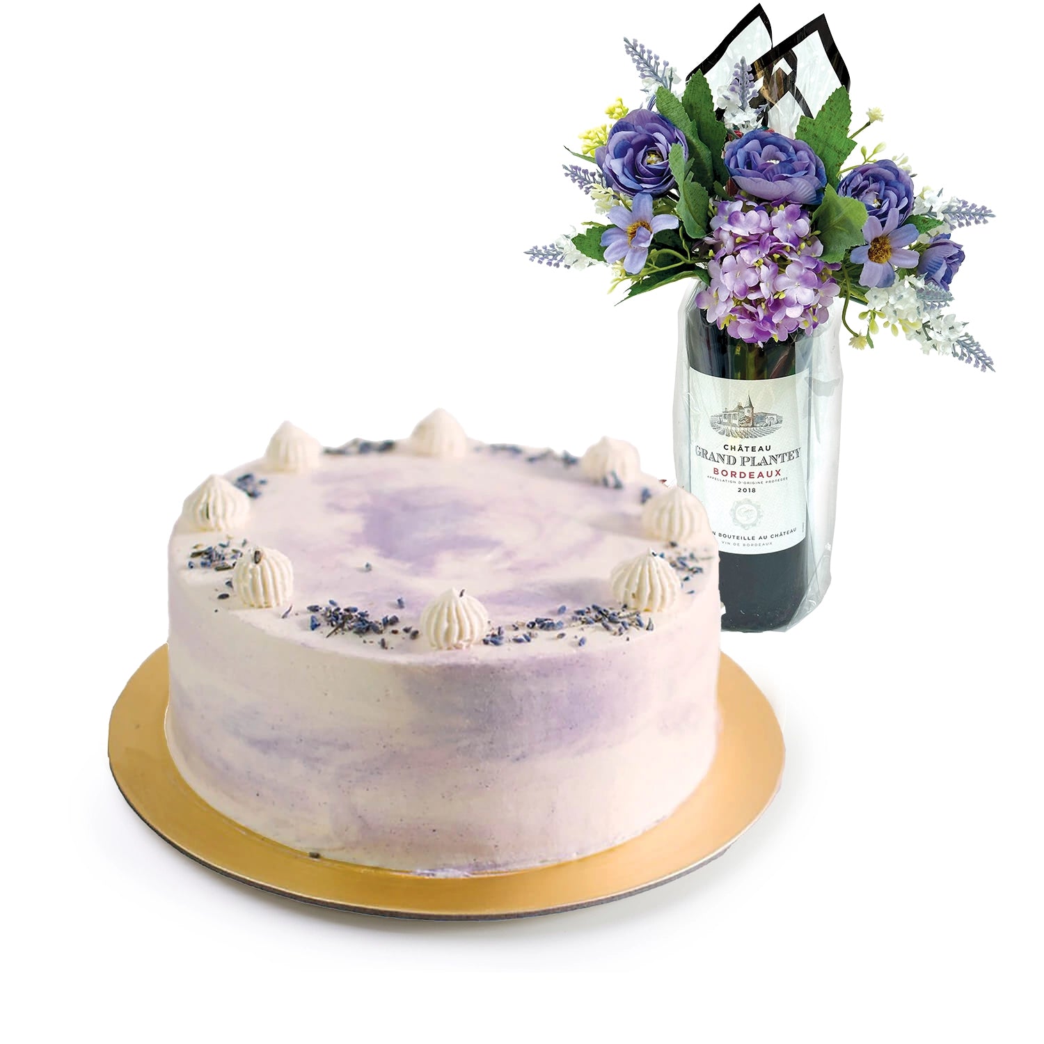 Edith Patisserie Earl Grey Lavender Birthday Cake with Wine & Flowers