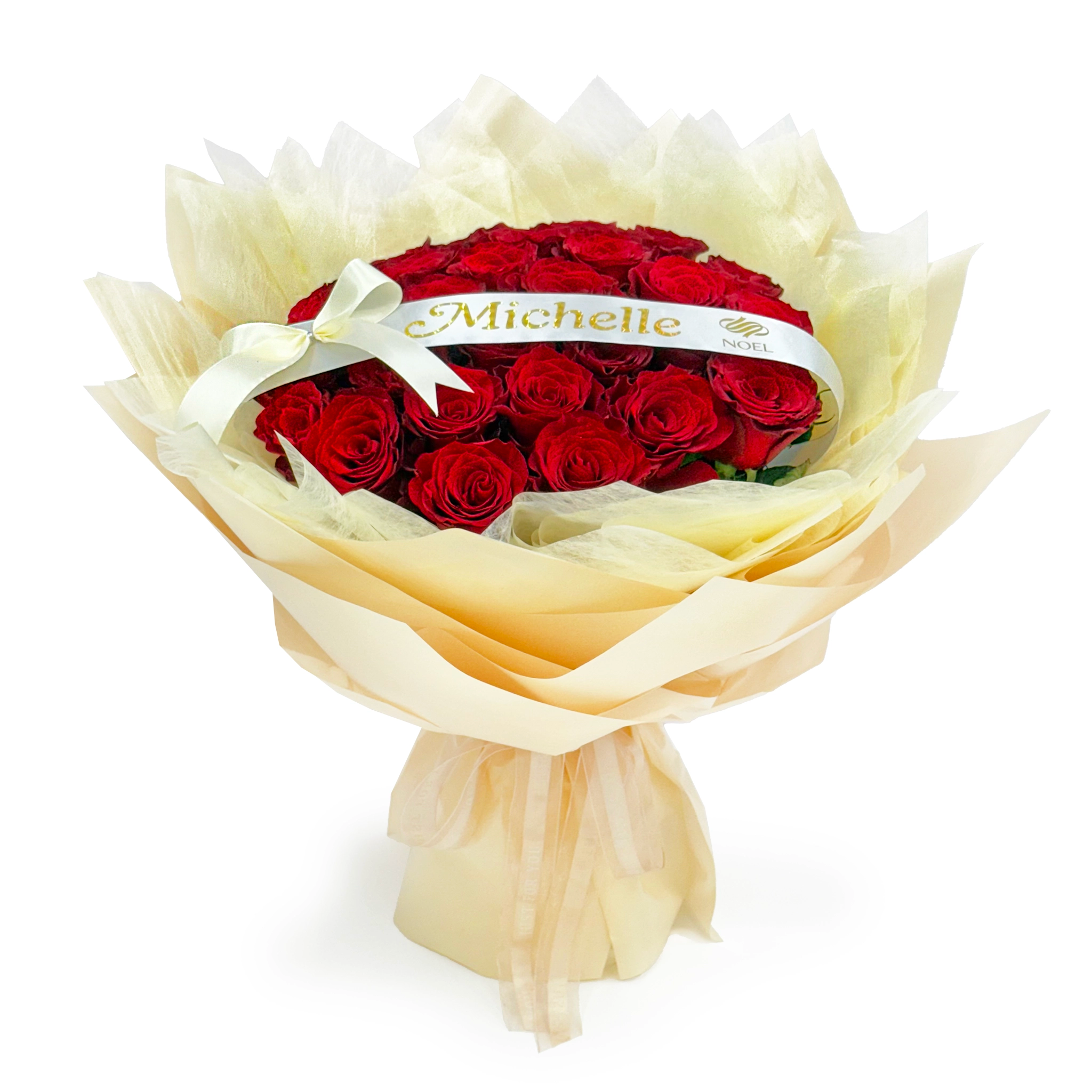 Velvet Romance Personalised Flower Hand Bouquet - 30 Stalks
