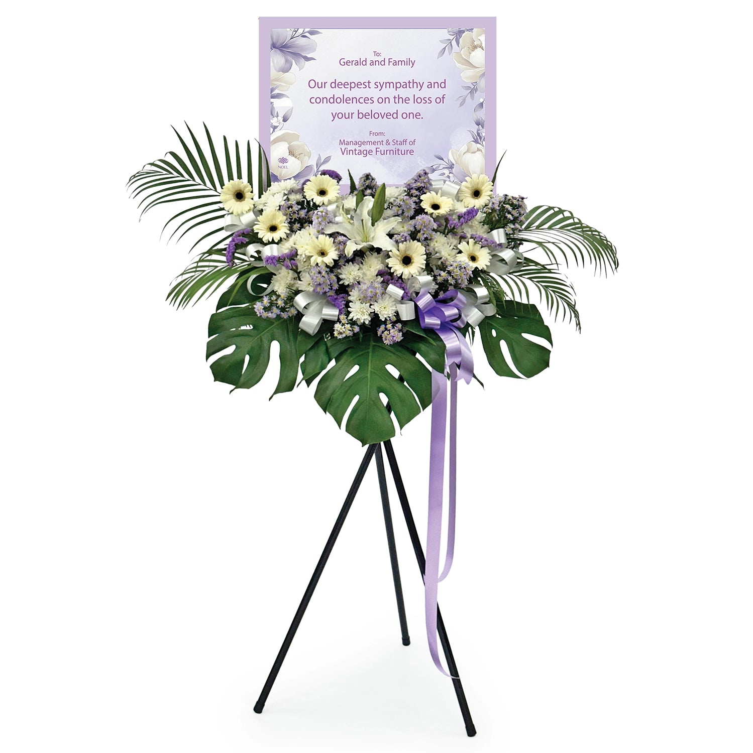 Pastel Serenity Personalised Condolence Flower Arrangement