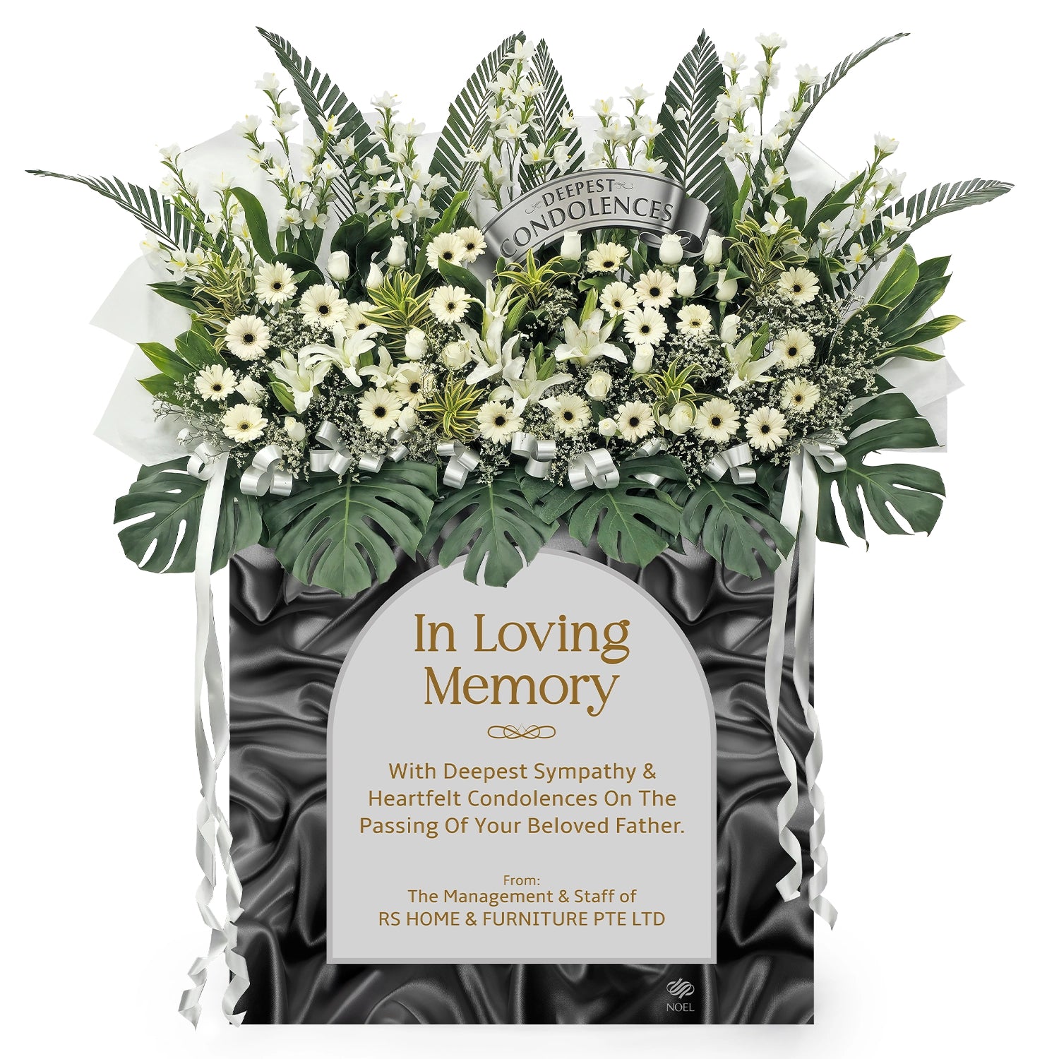 Radiance Eternal Personalised Condolence Flower Arrangement – White