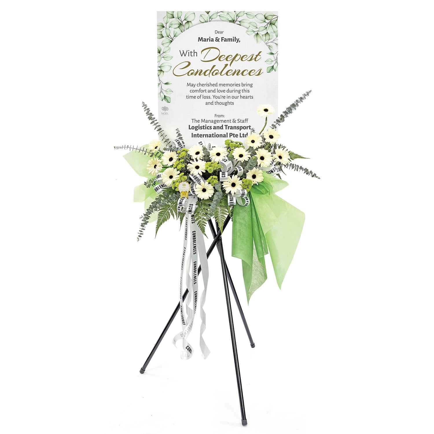 Great Peace Personalised Condolence Flower Arrangement