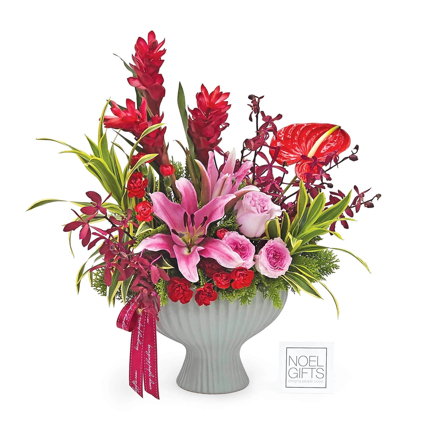 Amber Majesty Table Florals - Pink Grey Vase