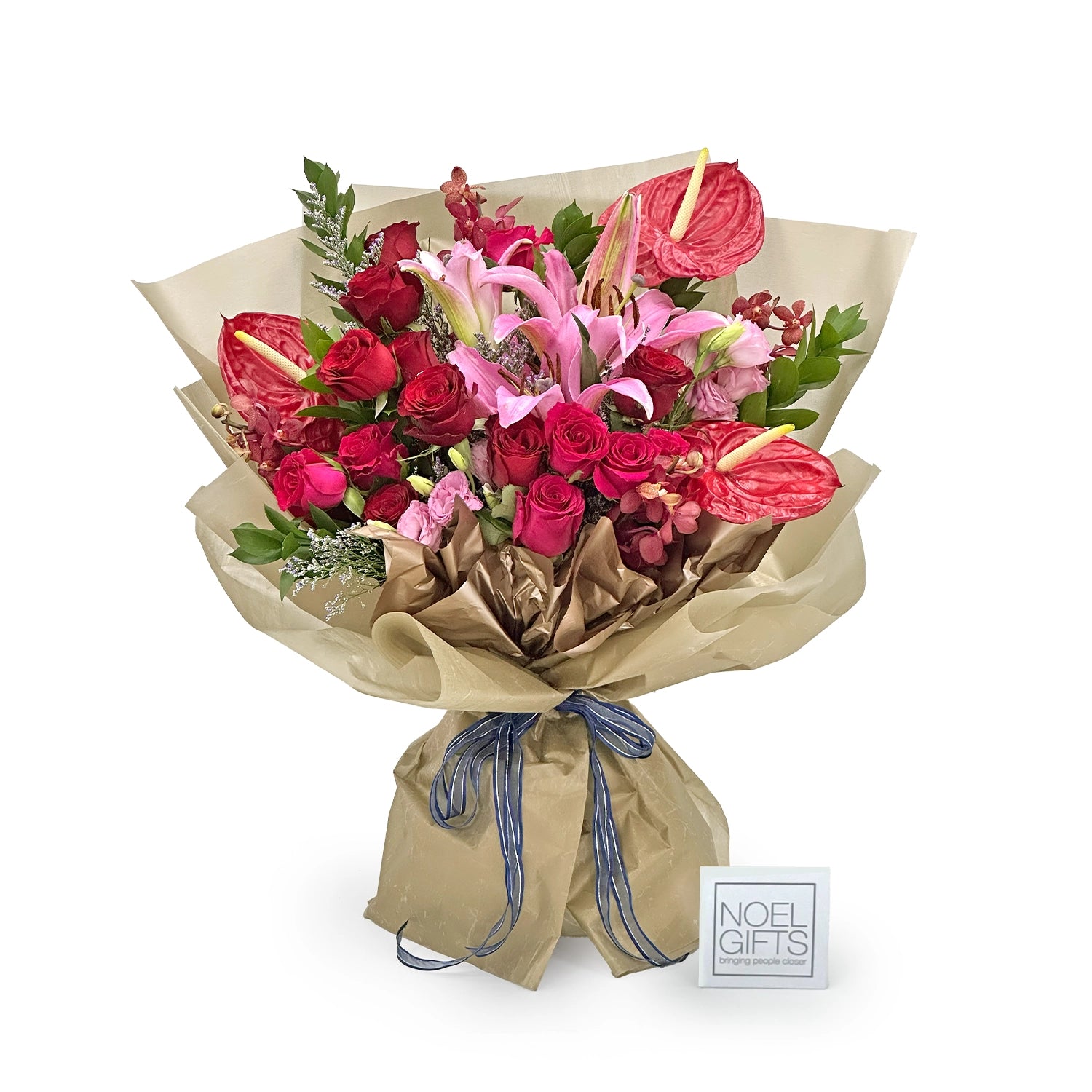 Sun-Kissed Crimson Deluxe Flower Bouquet