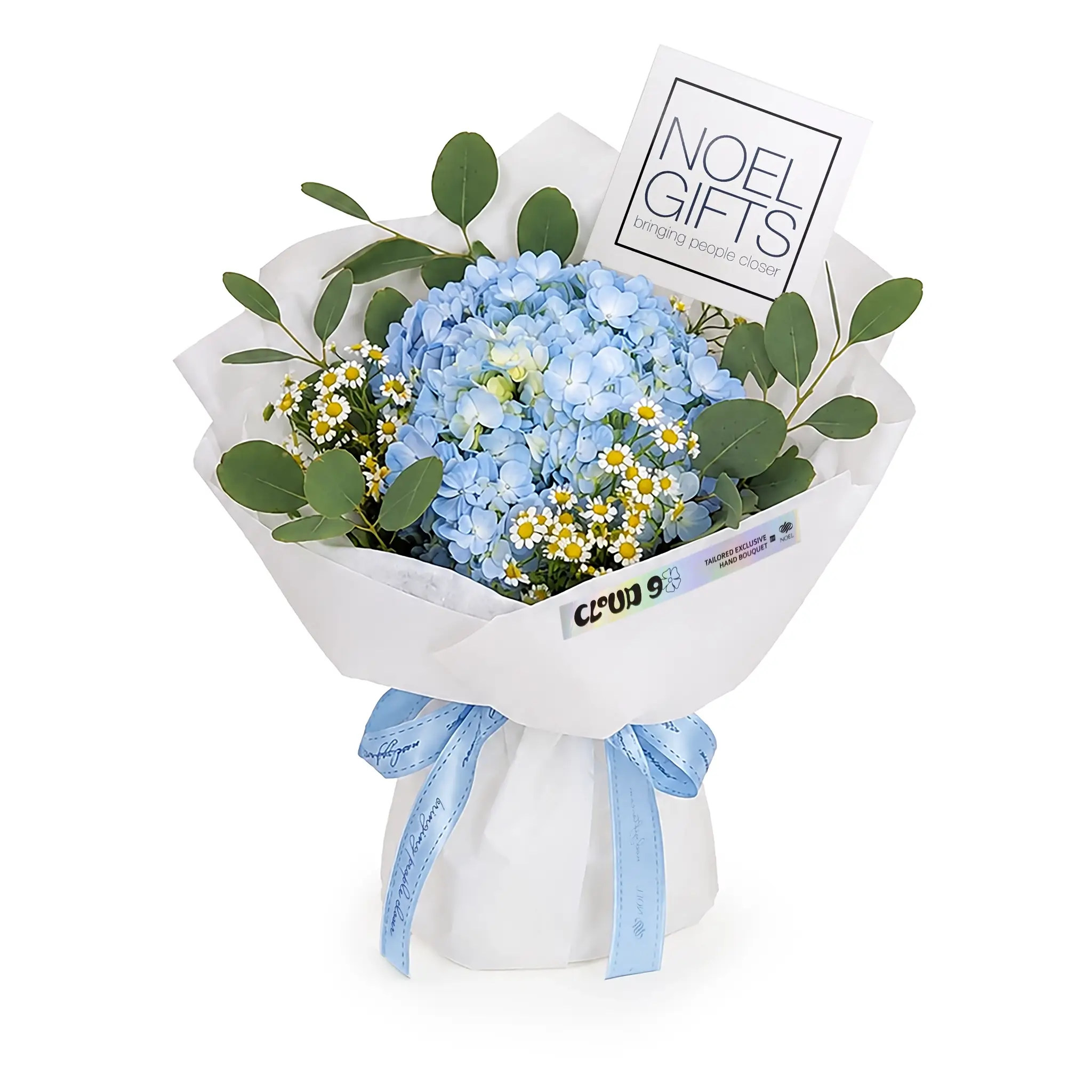 Ecstasy Blue Petite Flower Bouquet with Blue Hydrangea and Chamomile