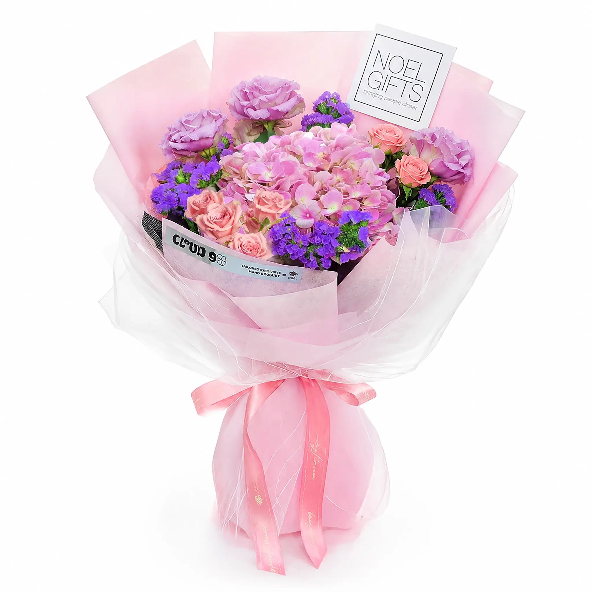 Elysian Dawn Petite Pink Flower Bouquet with Hydrangea and Spray Roses