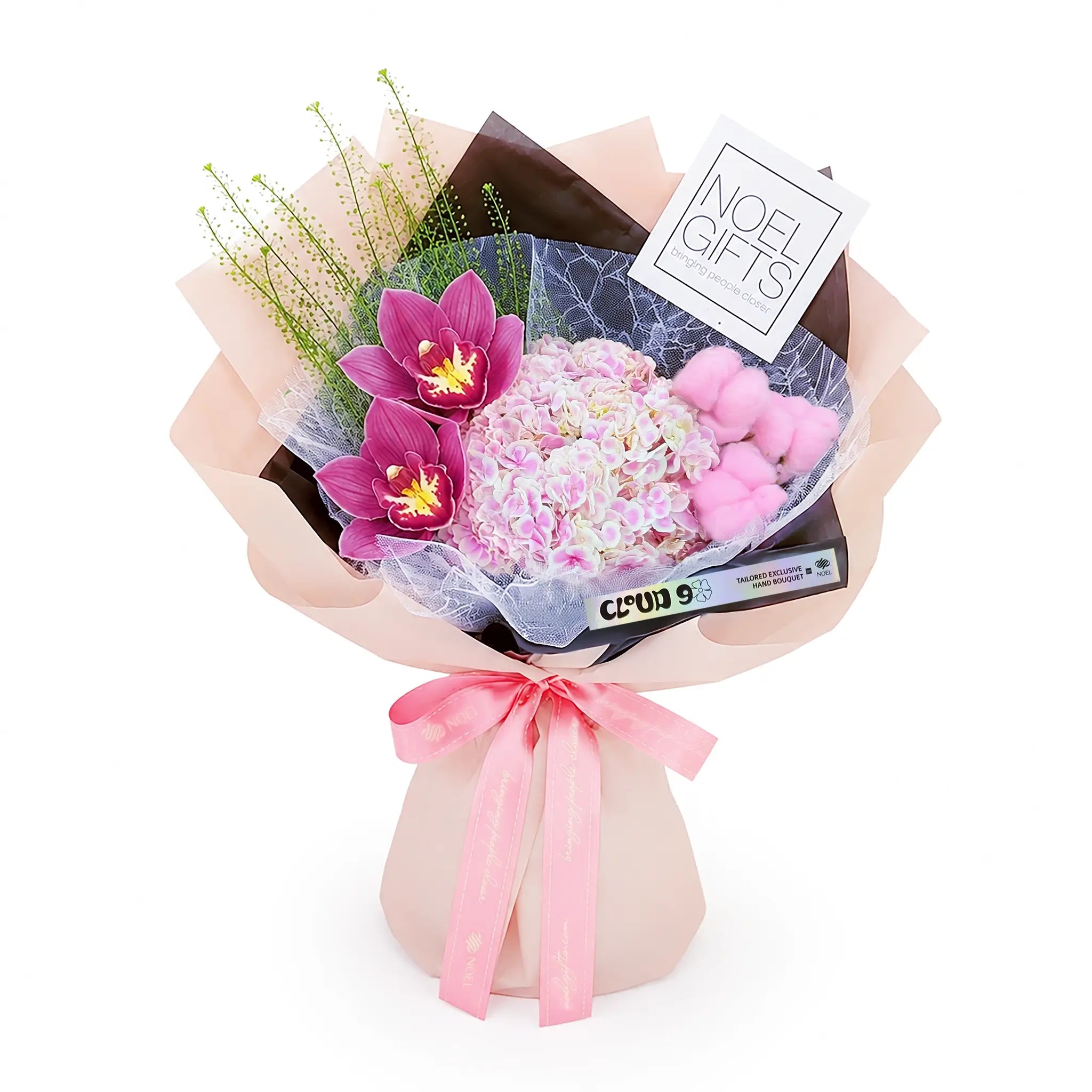 Euphoria Blush Petite Pink Flower Bouquet with Hydrangea and Cymbidium