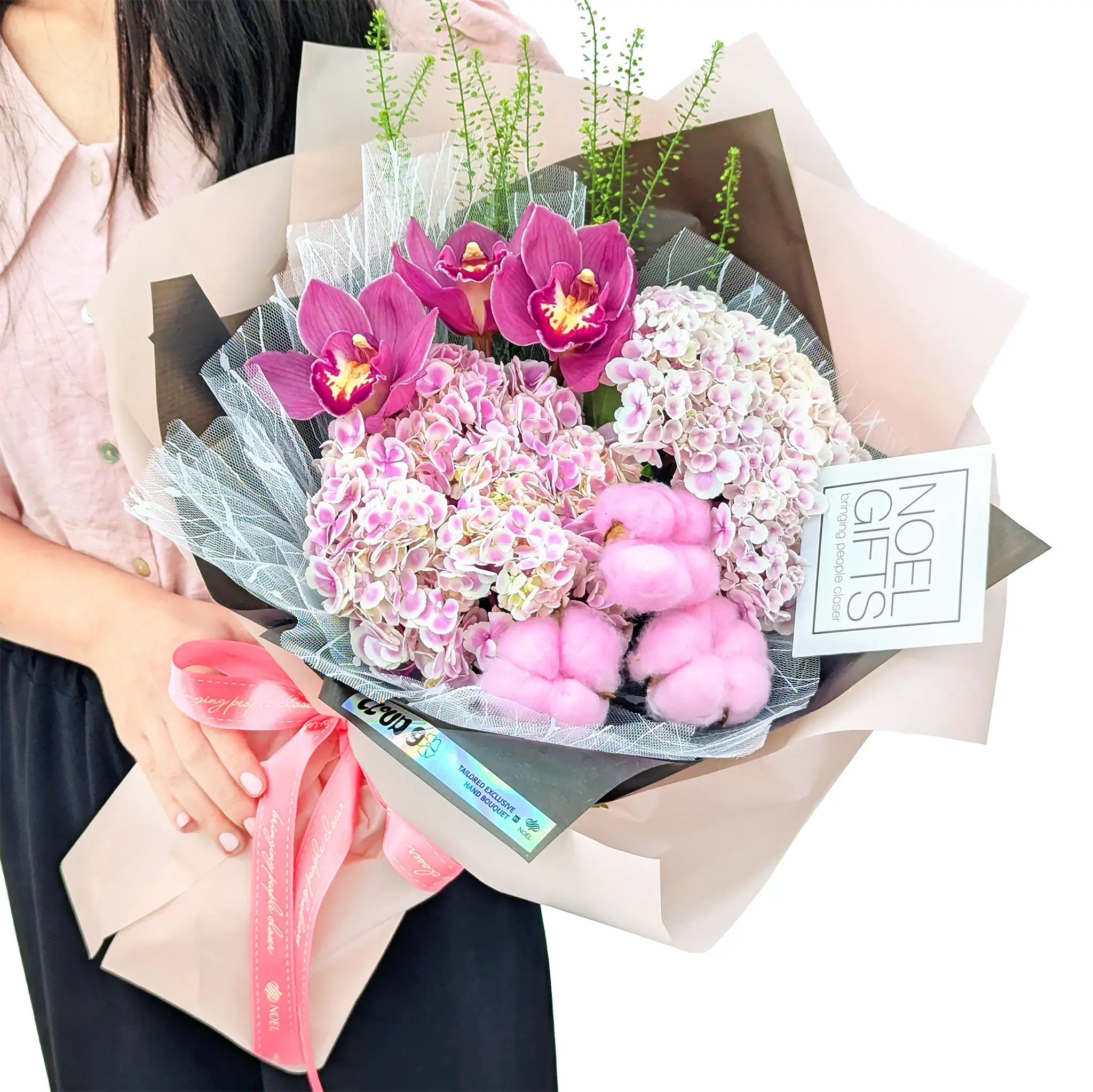 Euphoria Blush Pink Hydrangea and Cymbidium Flower Bouquet