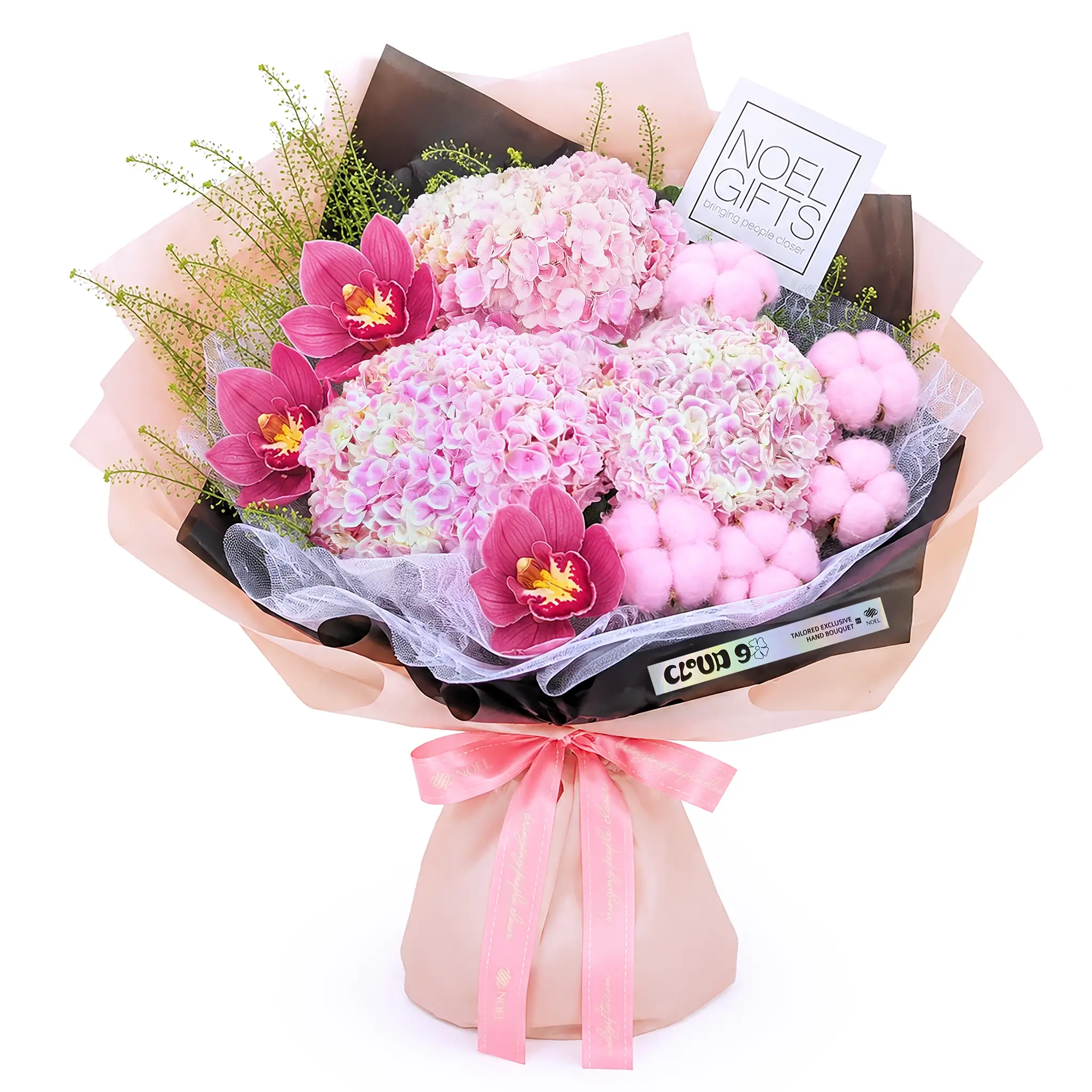 Euphoria Blush Petite Pink Flower Bouquet with Hydrangea and Cymbidium