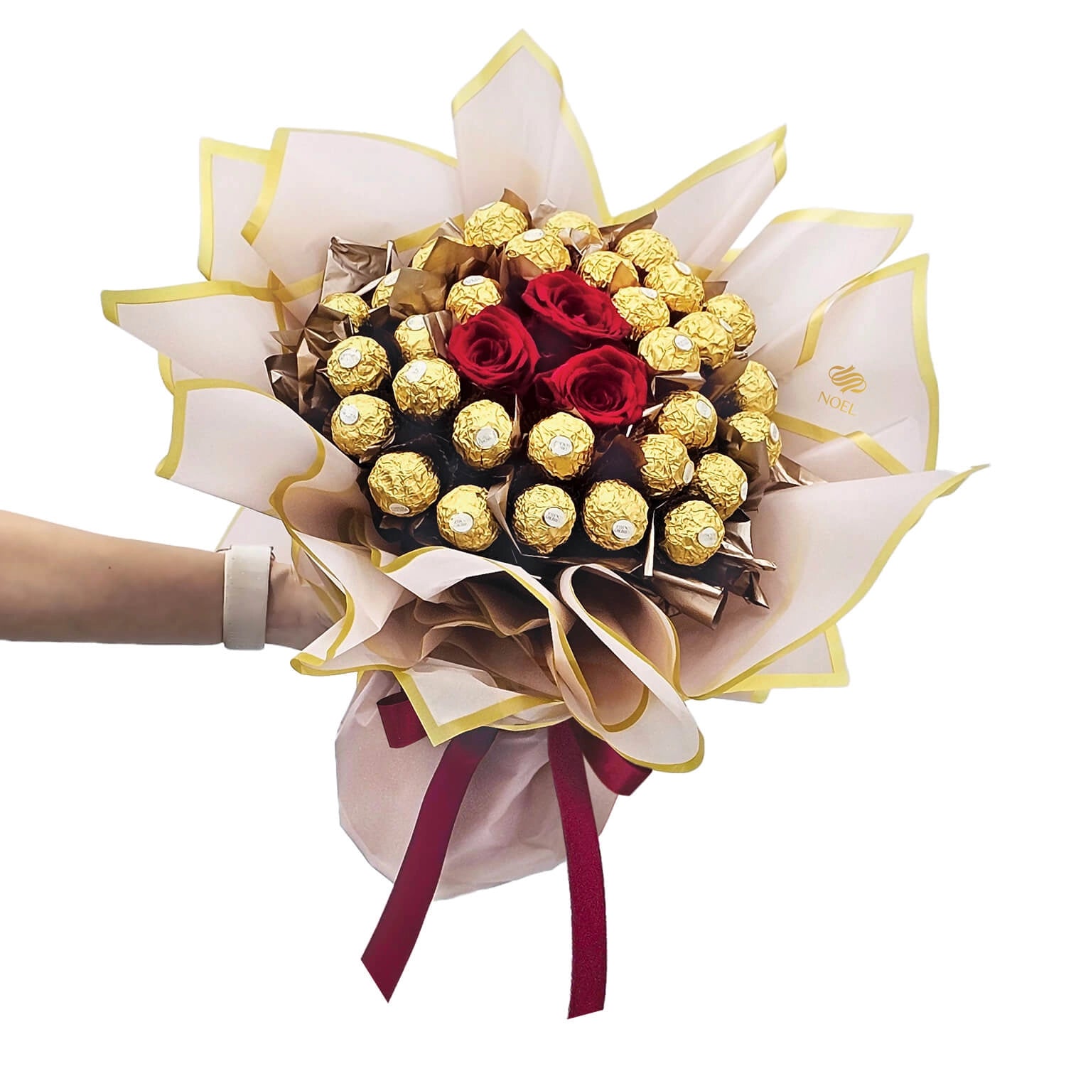 Rocher & Roses Romance Hand Bouquet