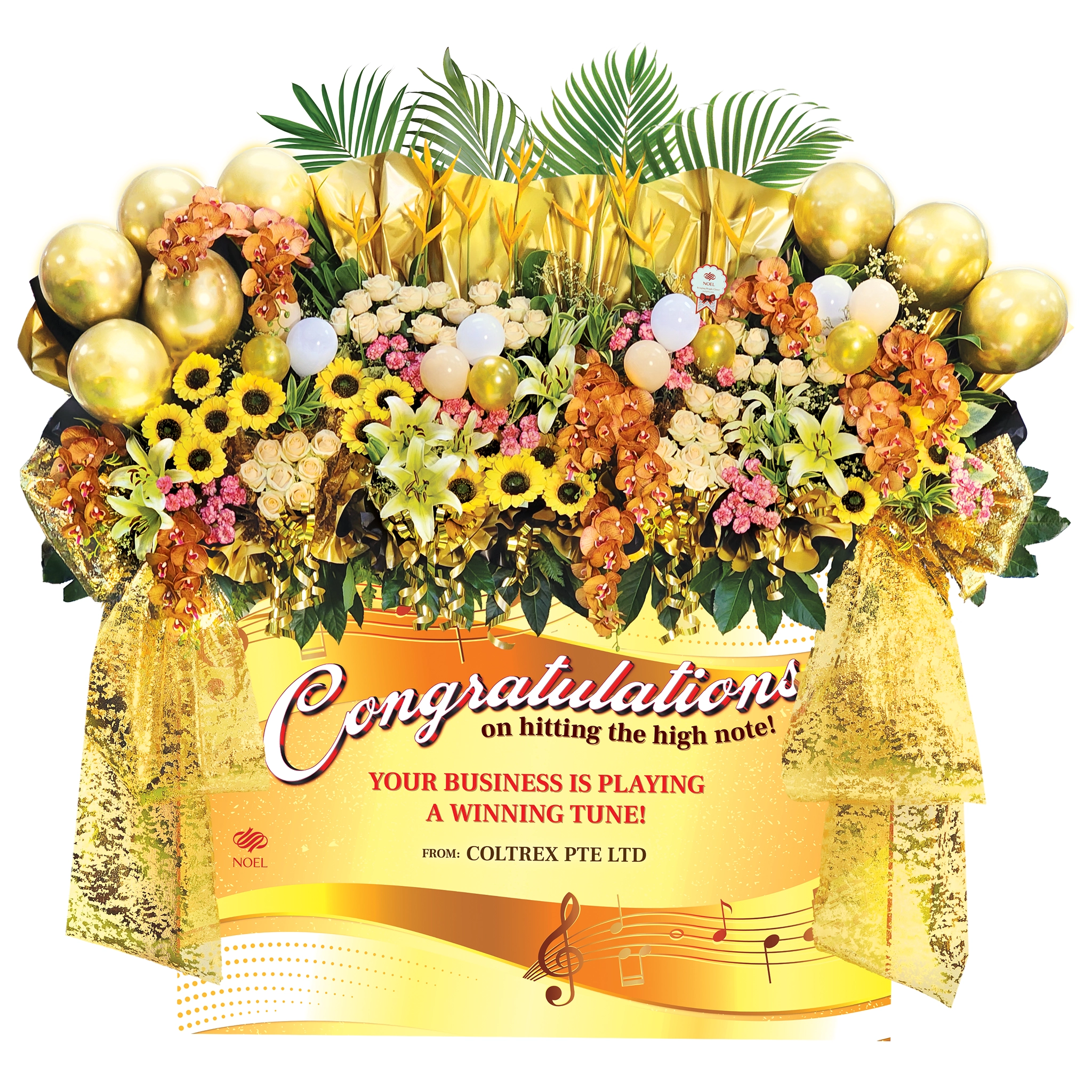 Golden Achievement Personalised Congratulatory Flower Stand