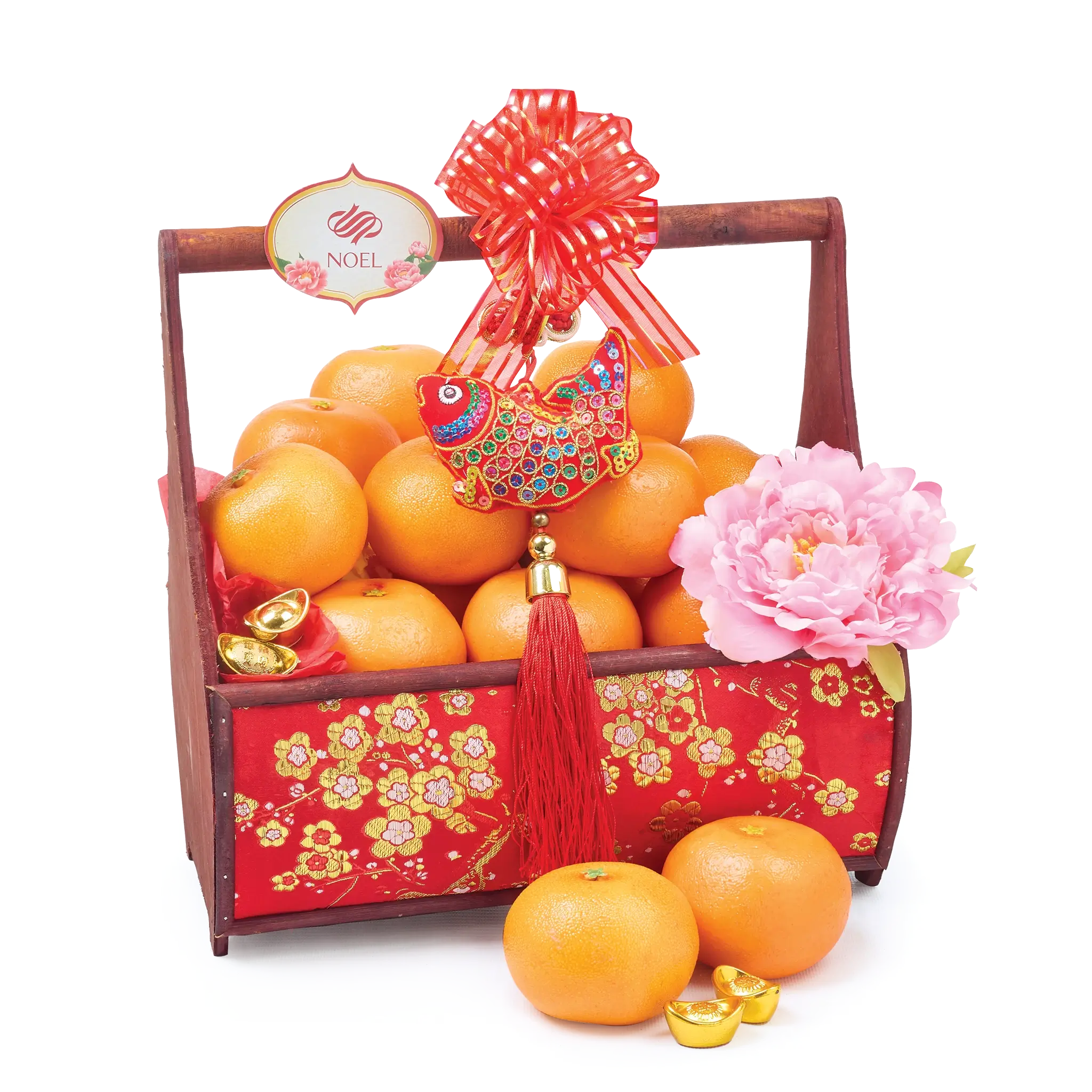 Chinese New Year Basket Of Luck Mandarin Oranges Gift Hamper (18Pcs)