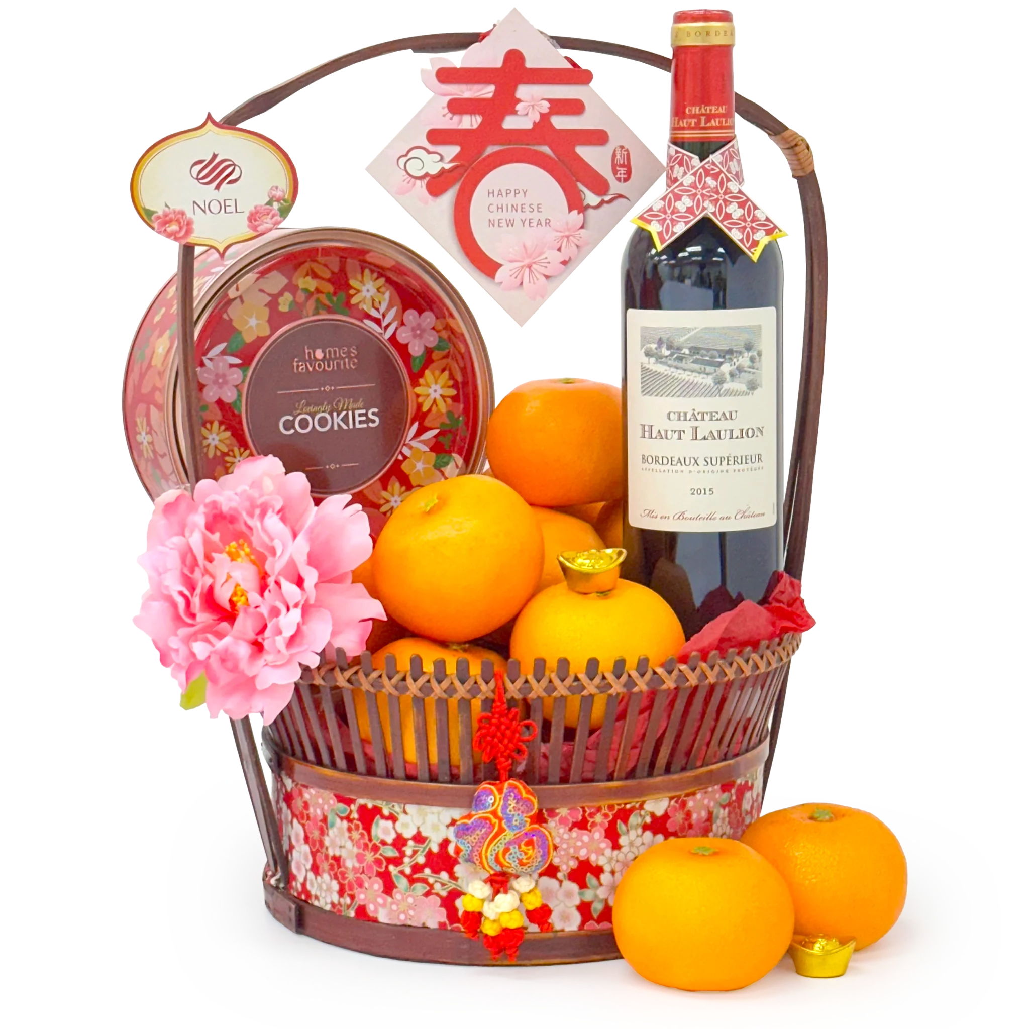 Chinese New Year Fruitful Ventures Gift Hamper With Château Haut Laulion Bordeaux Supérieur Red