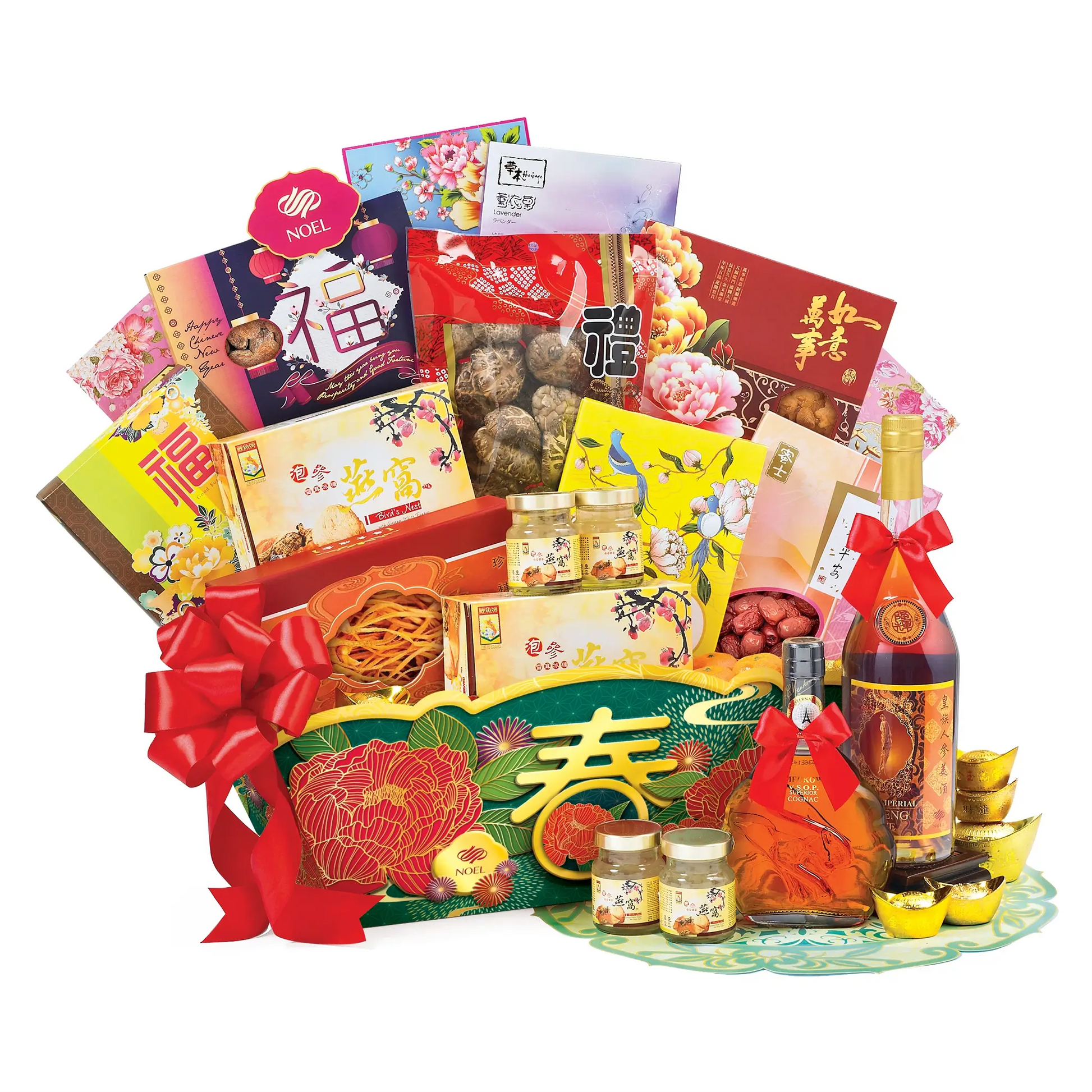 Chinese New Year Prosperous Fortune Gift Hamper with premium wine and bird’s nest