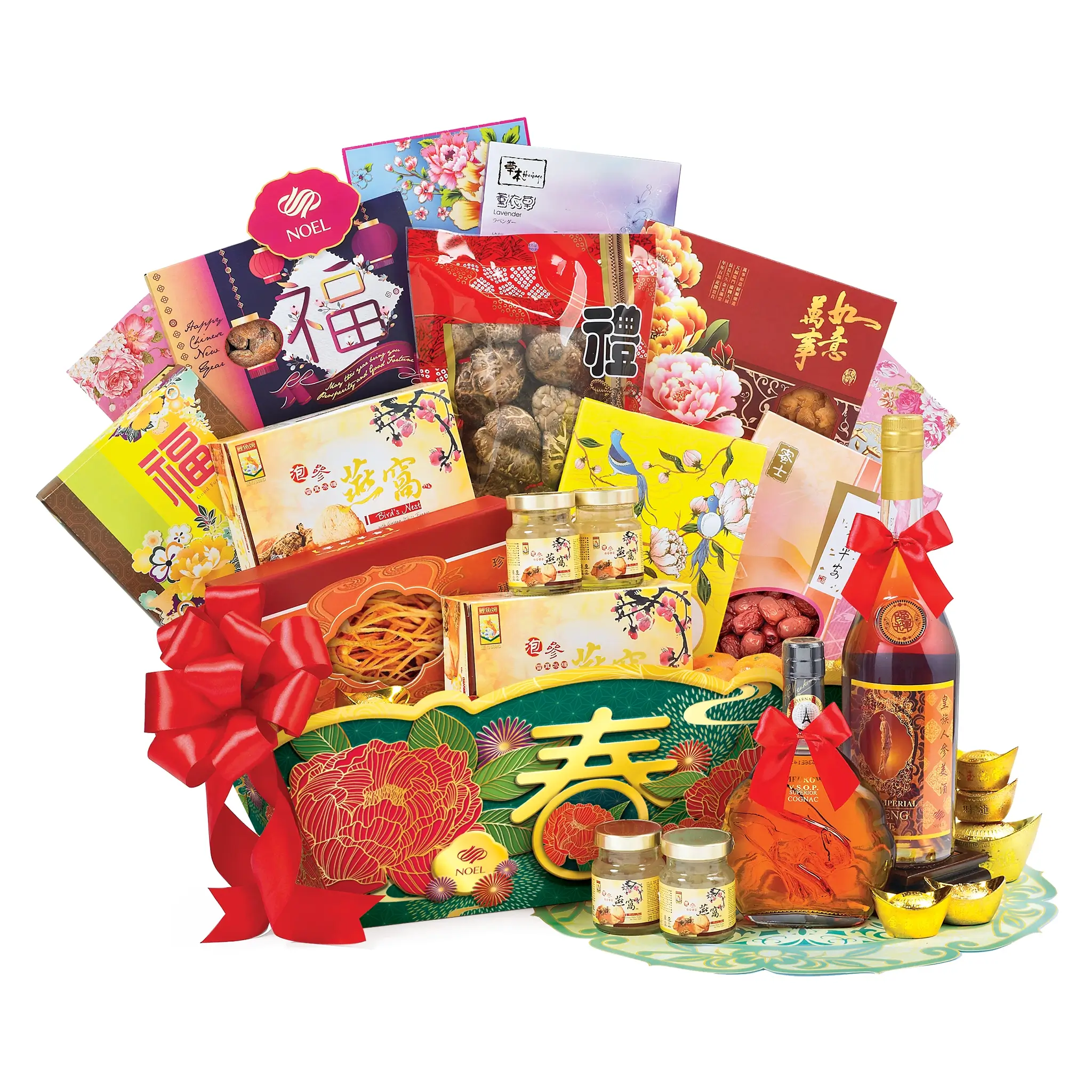 Chinese New Year Prosperous Fortune Gift Hamper with premium wine and bird’s nest