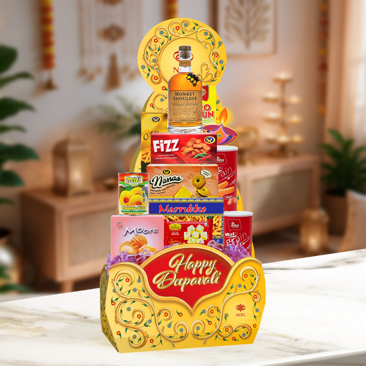 Deepavali Whisky & Delights Hamper with Monkey Shoulder Scotch Whisky and festive treats