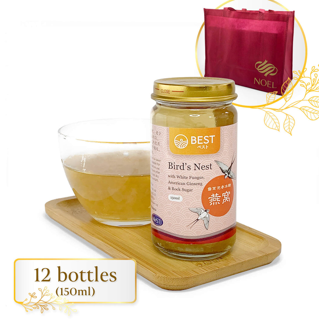 BEST Bird's Nest with White Fungus, American Ginseng & Rock Sugar 150ml (12 bottles)