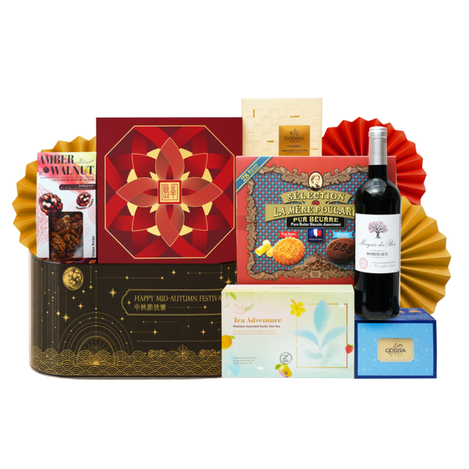 Mid Autumn Peninsula Moon Cake With Wine and Food Hamper