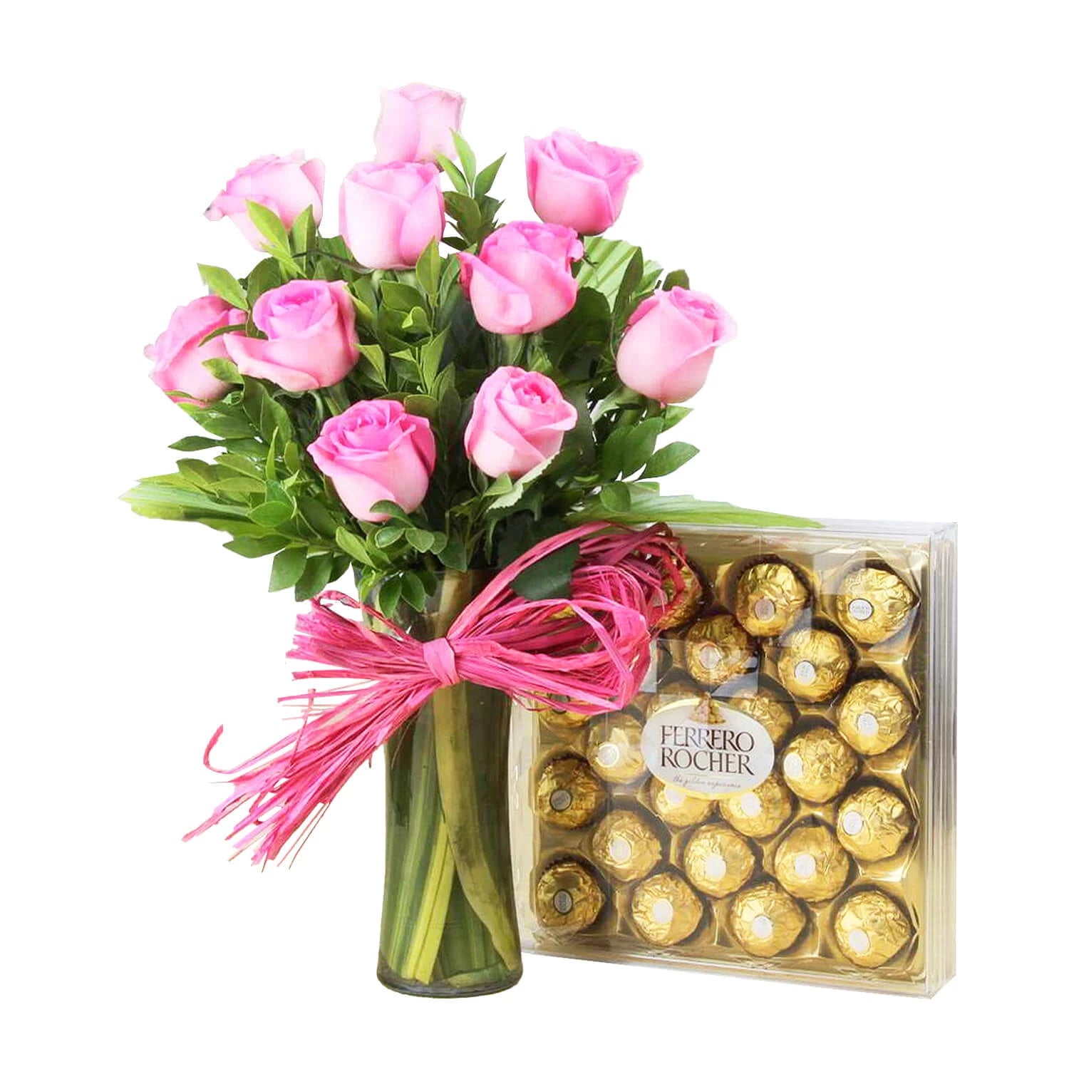 Stunning Ferrero Rocher Chocolate With Pink Roses Hamper