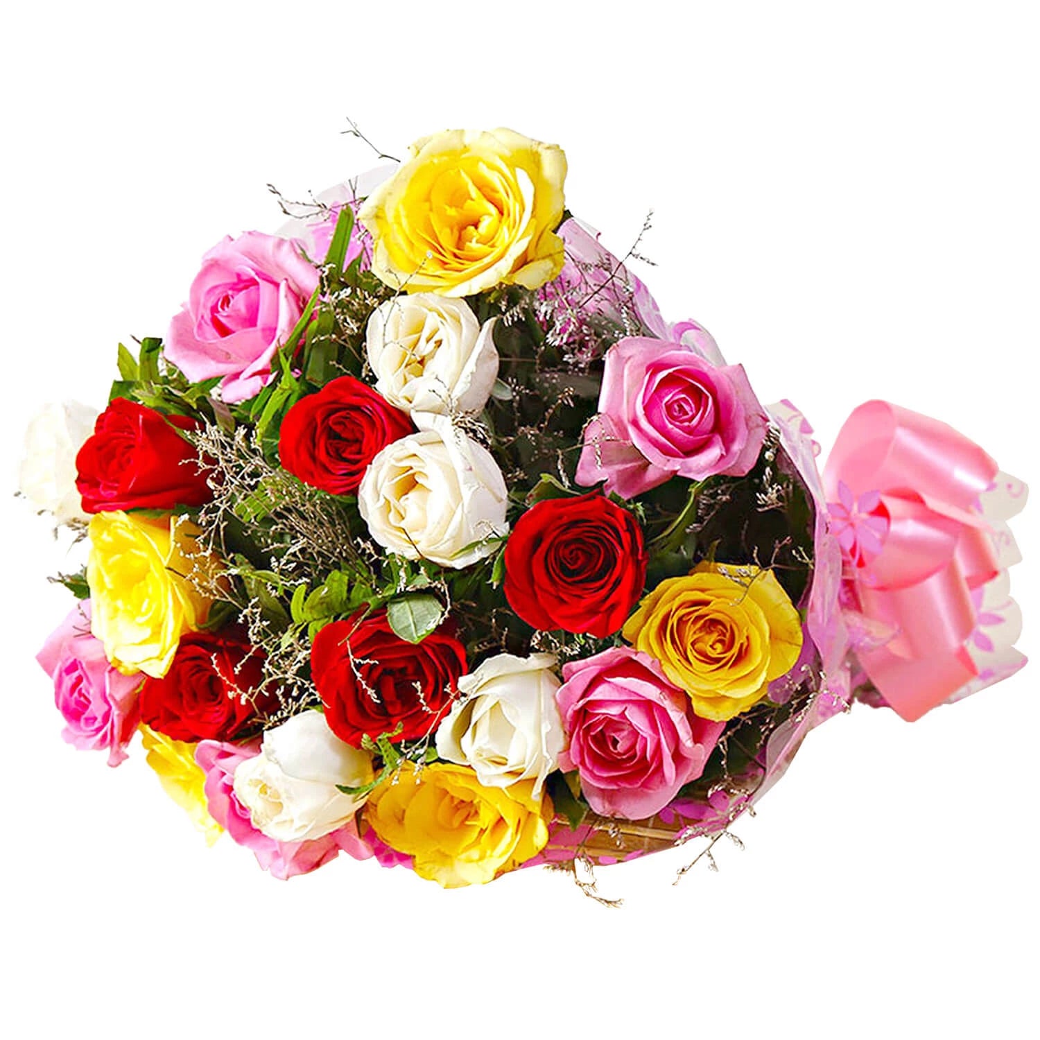 Twenty Mix Colour Roses Hand Tied Bouquet