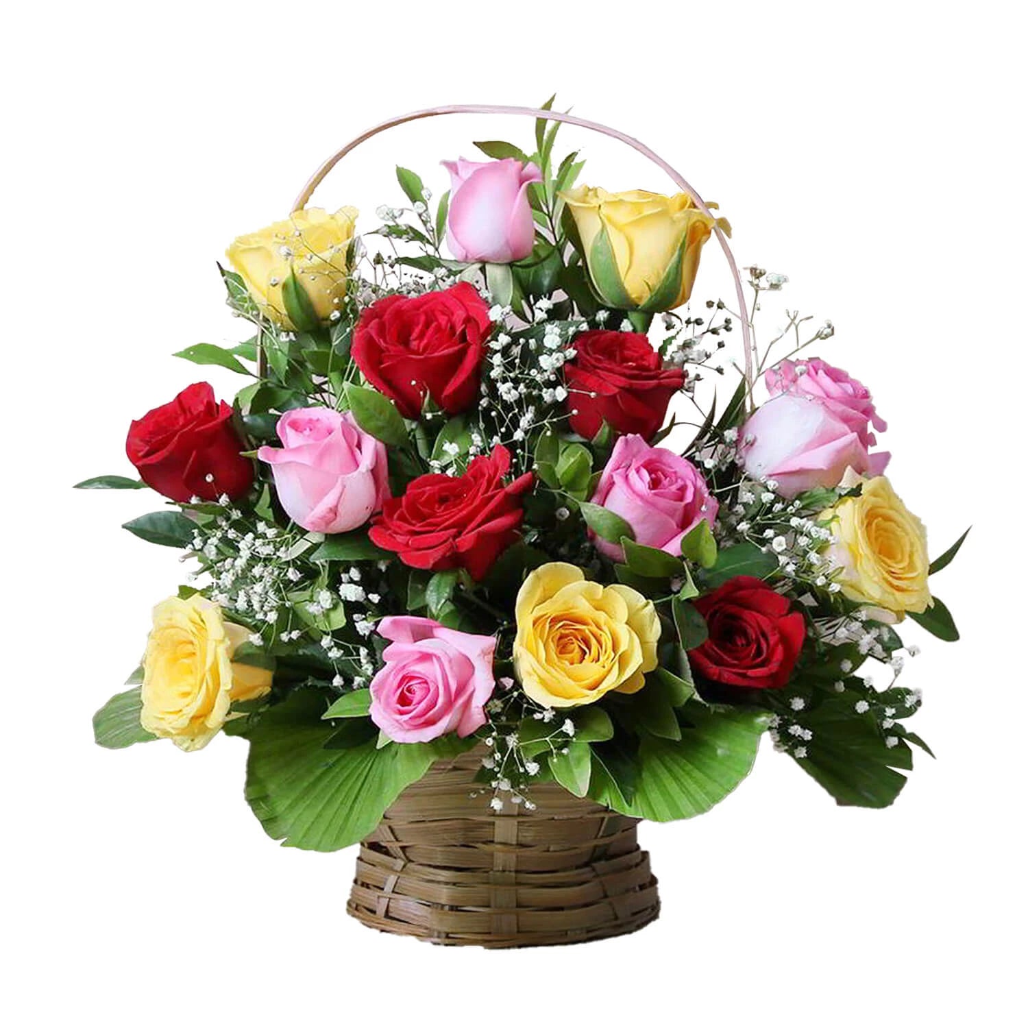 Exclusive Arrangement Of Mix Roses In A Basket