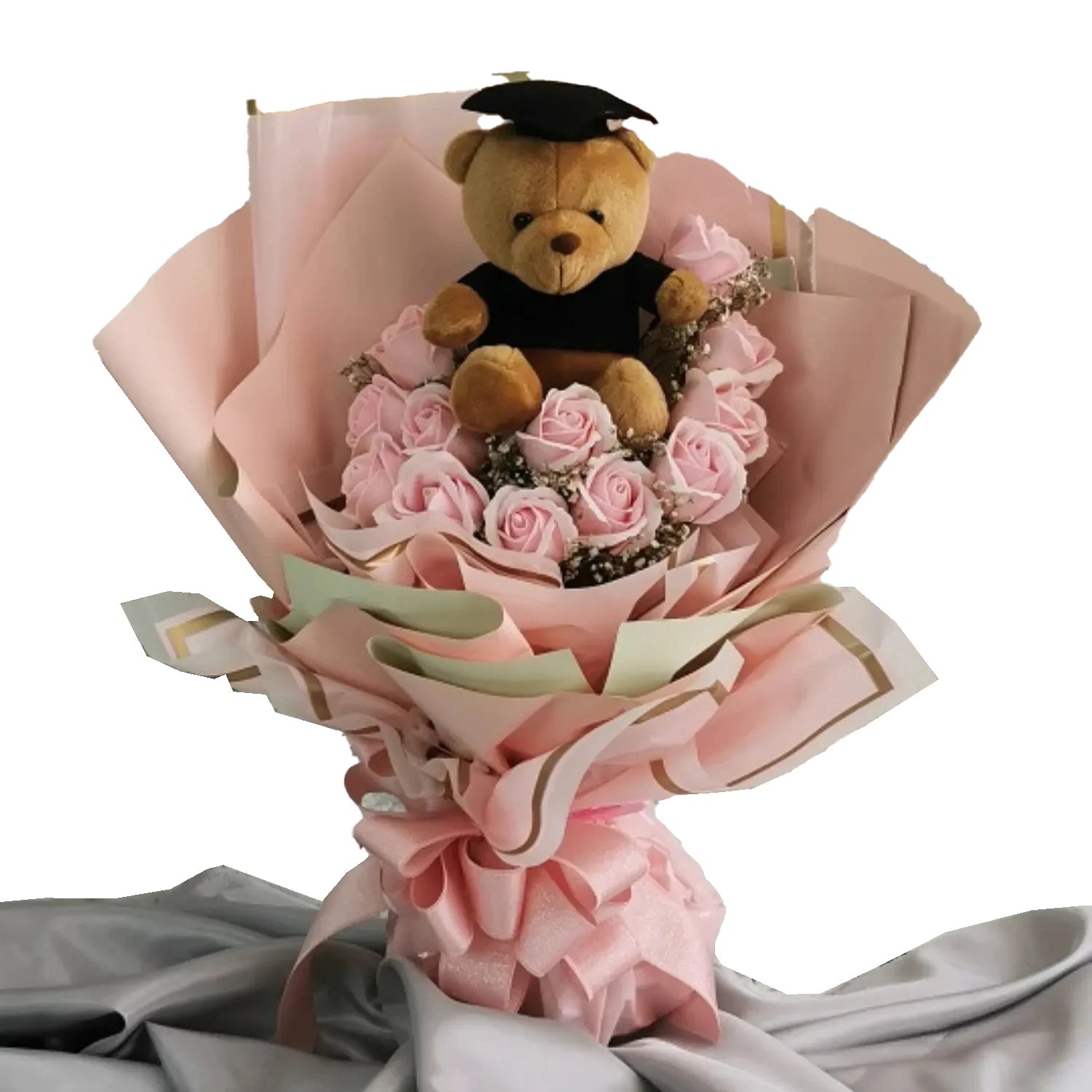 Peachy Graduation Soap Flower Bouquet