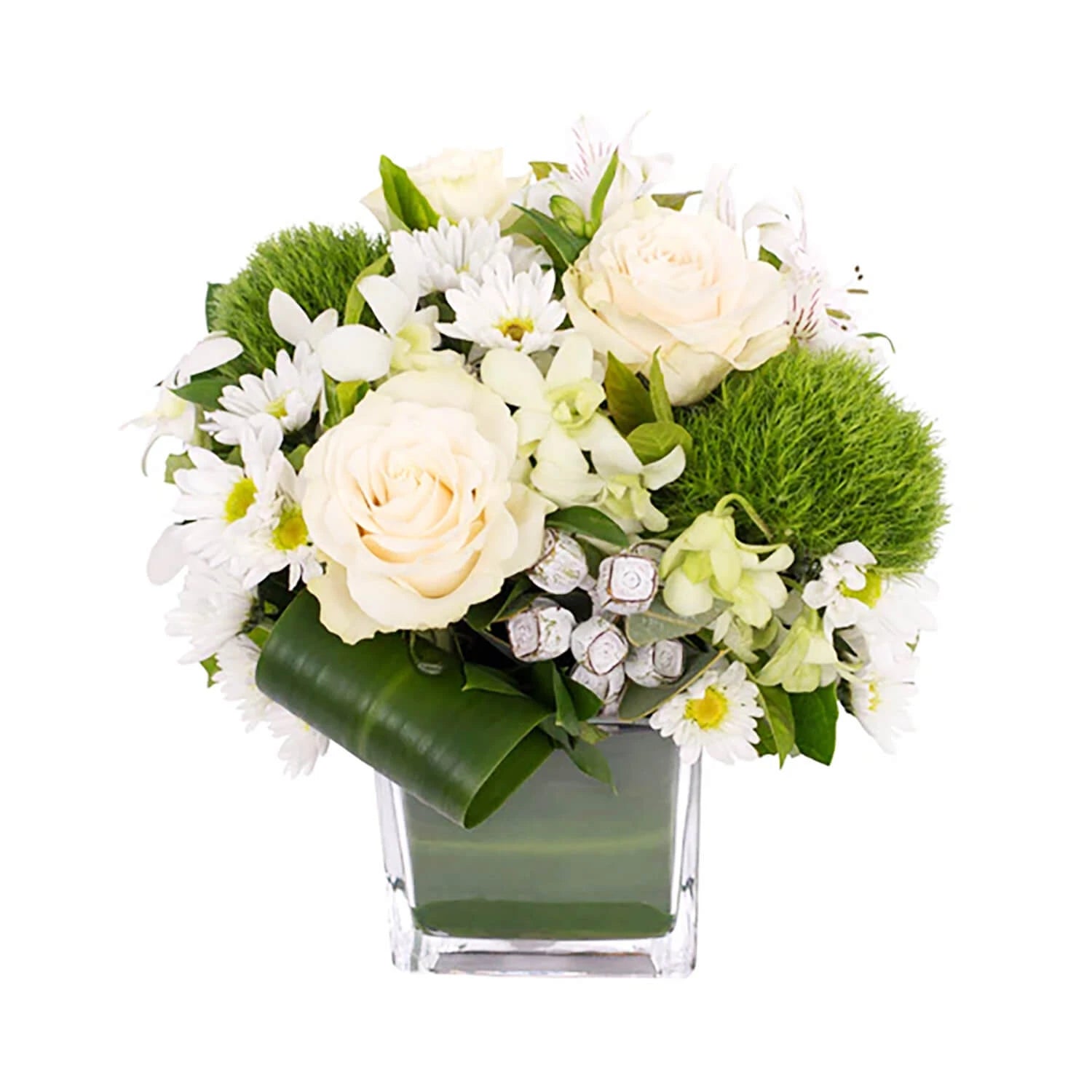 Stunning White & Green Blooms Flower Vase