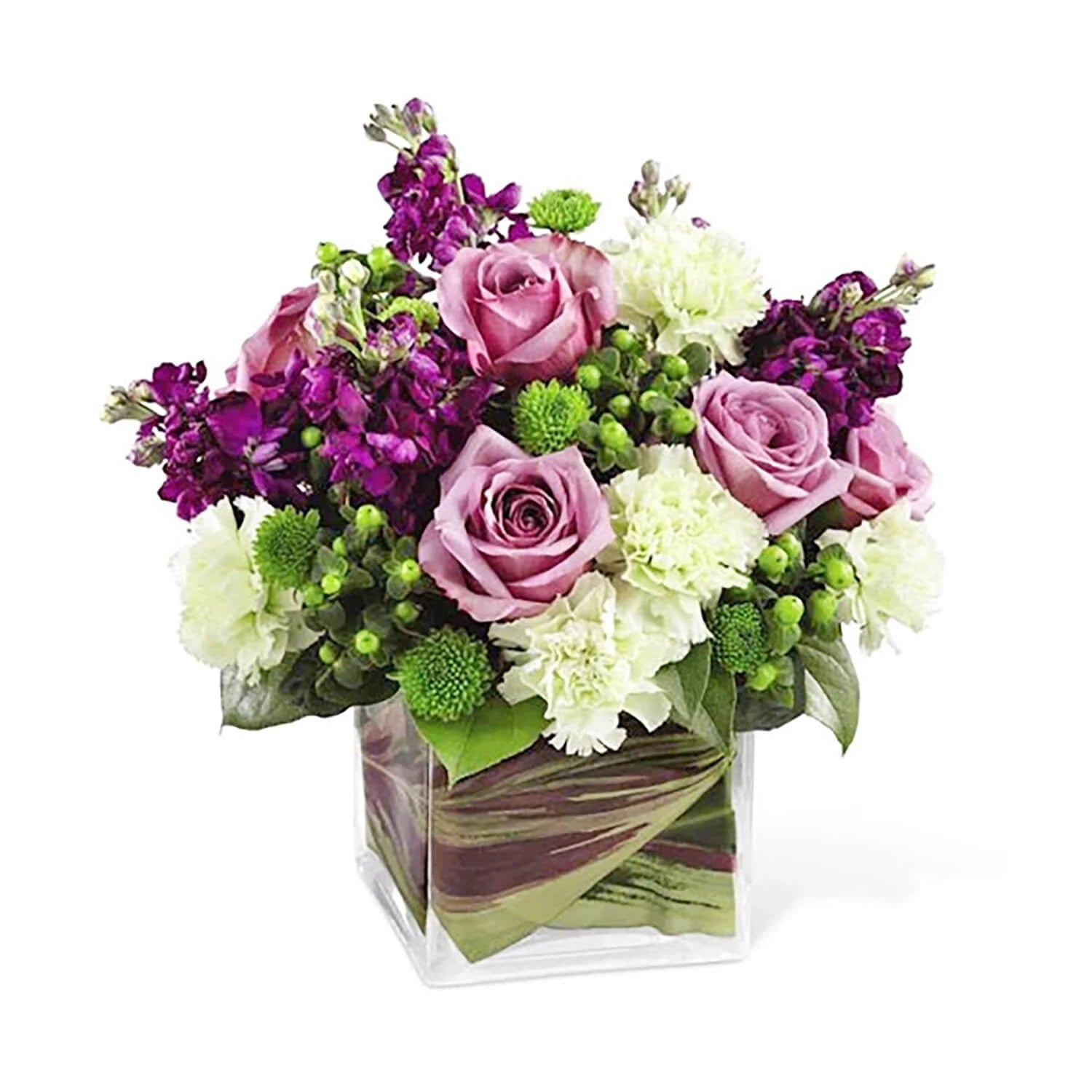 White and Purple Blooms Flower Vase