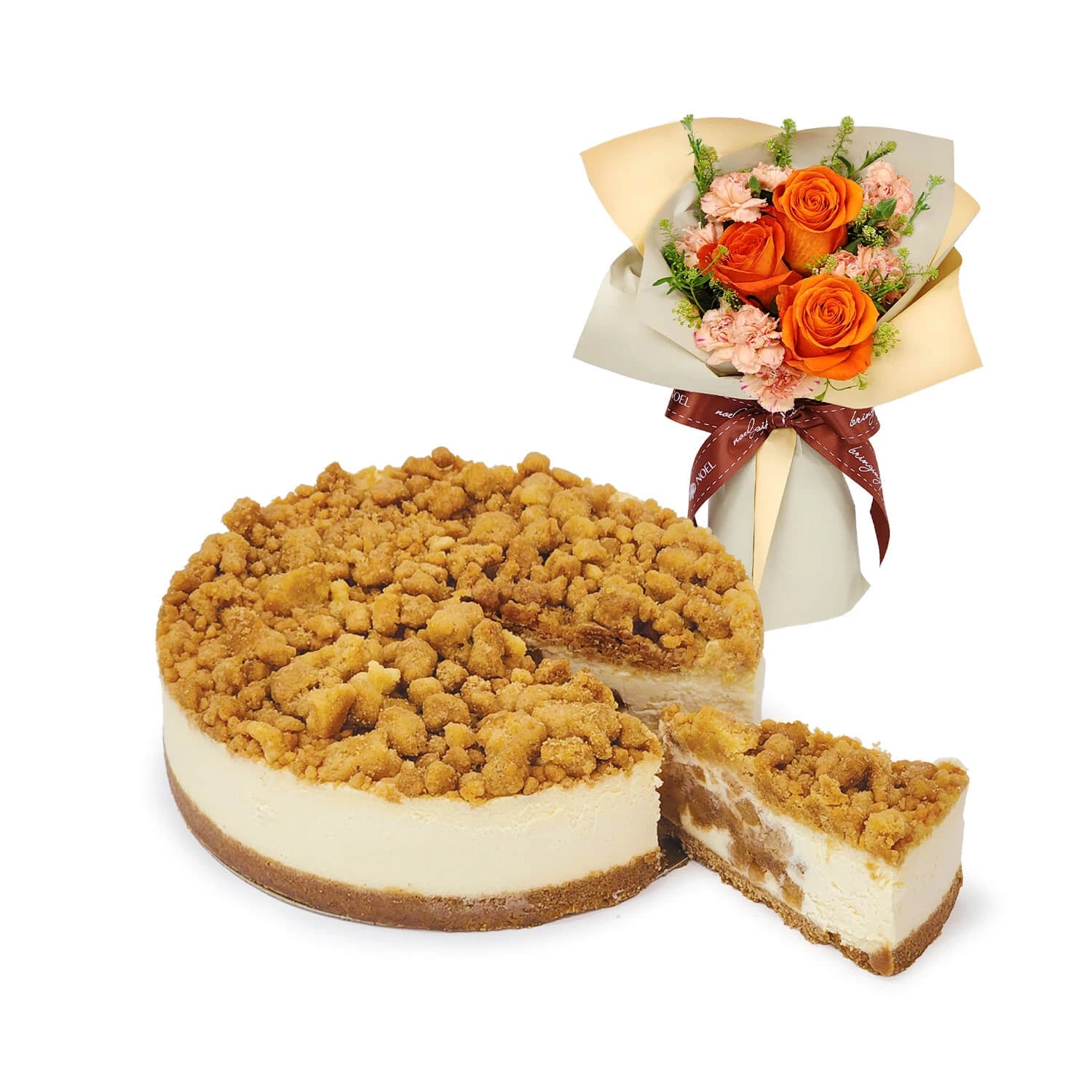 Apple Crumble Birthday Cheesecake with Flowers