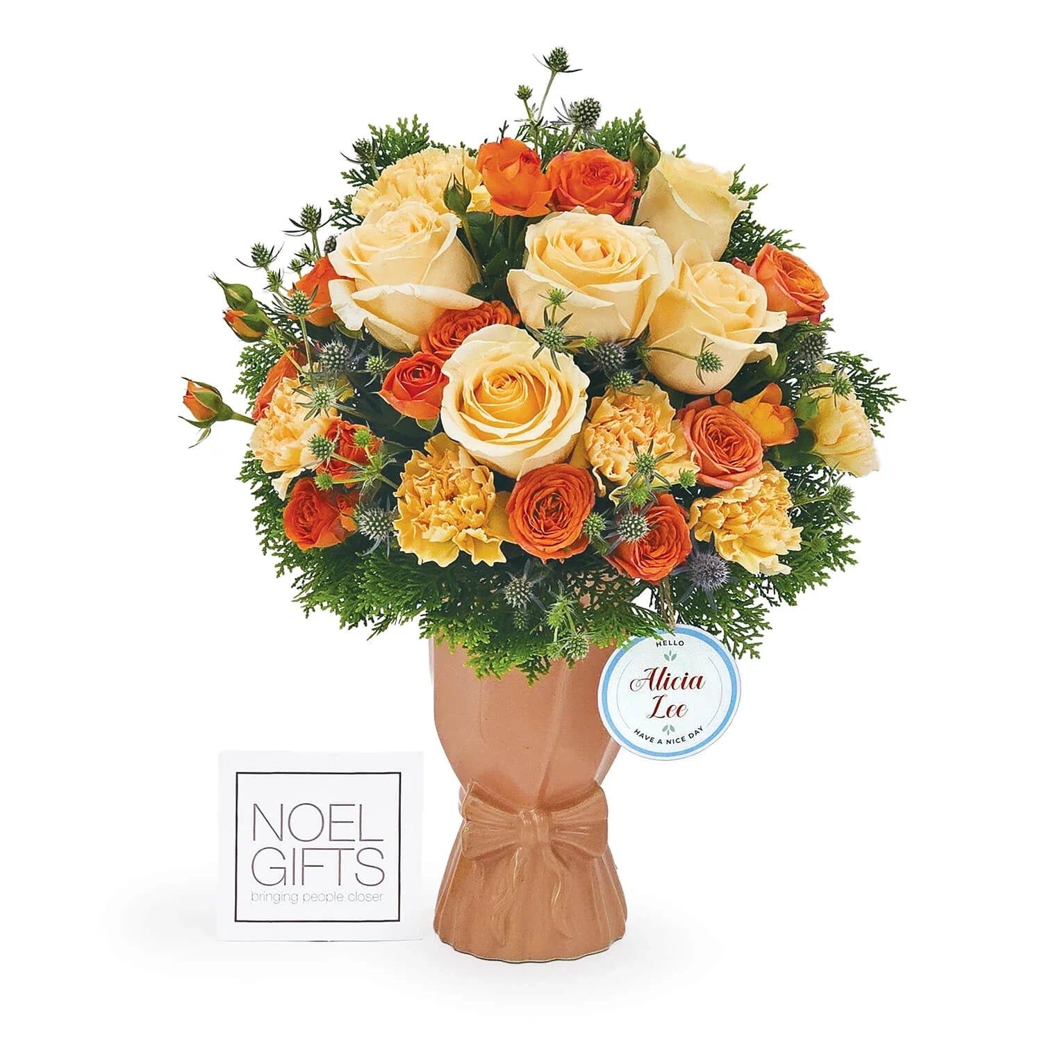 Amber Embrace Personalised Floral Vase Arrangement Gift