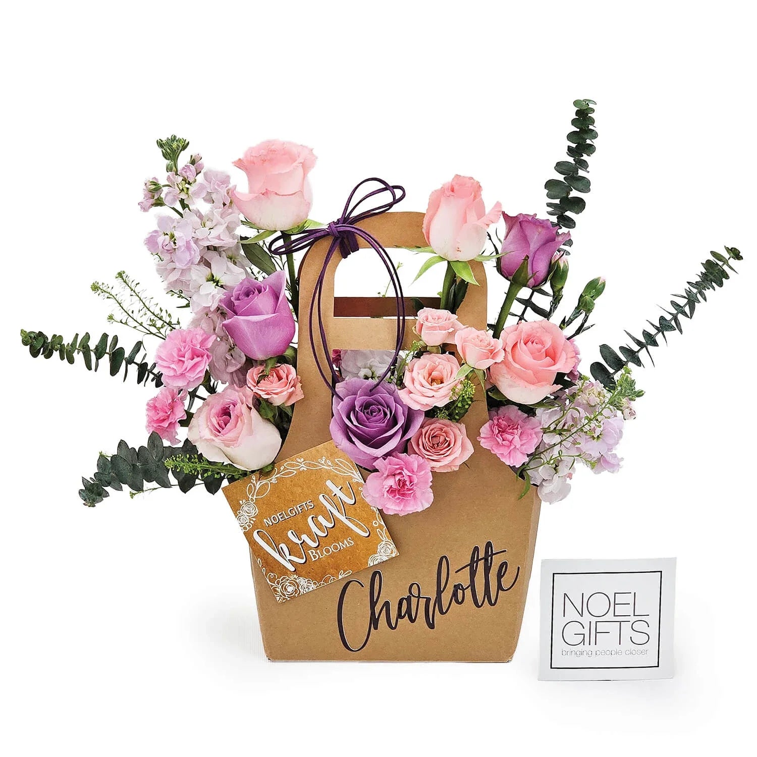 Rose Kraft Carrier Personalised Floral Arrangement Gift